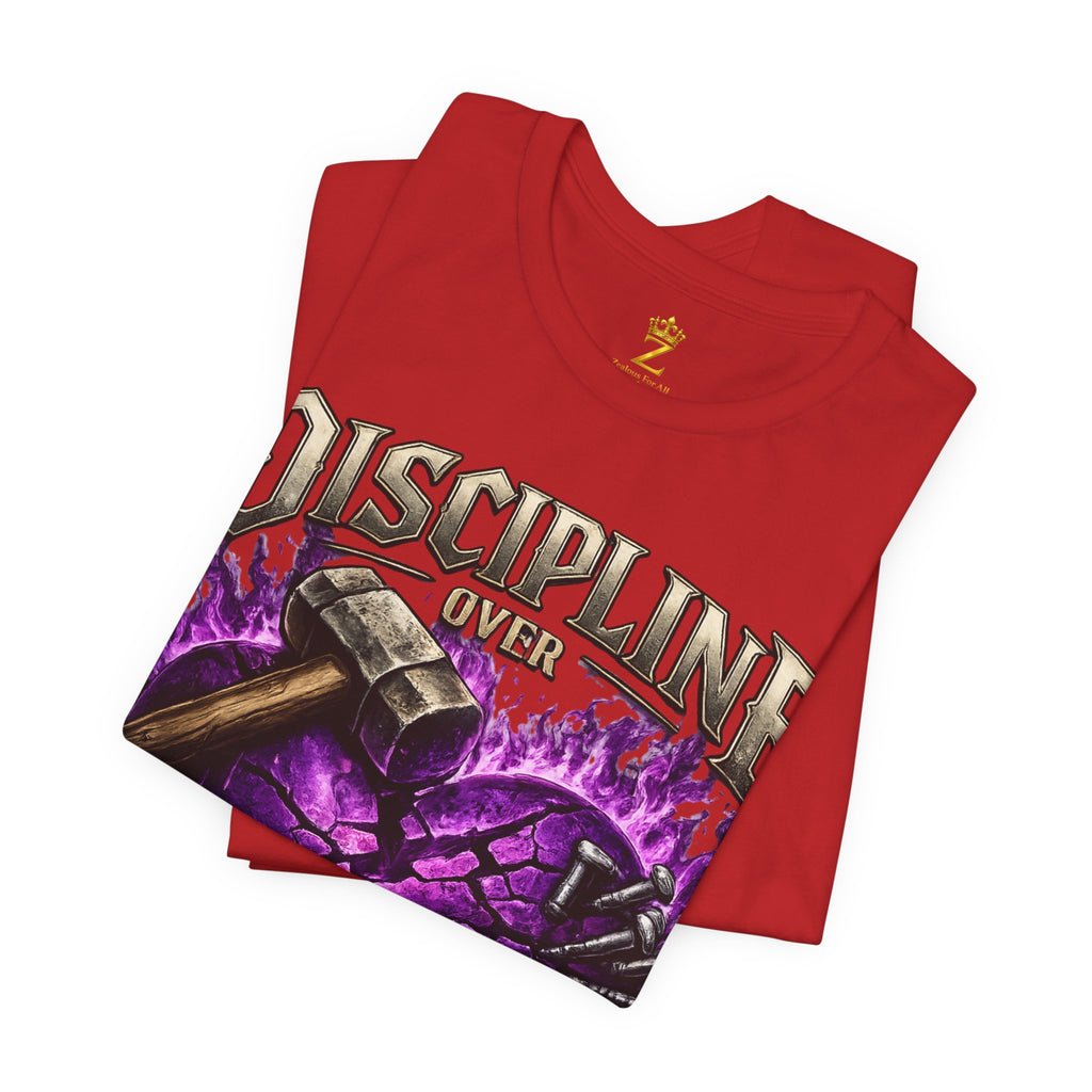Discipline Over Emotions Premium Graphic T-Shirt (Purple Heart) Printify