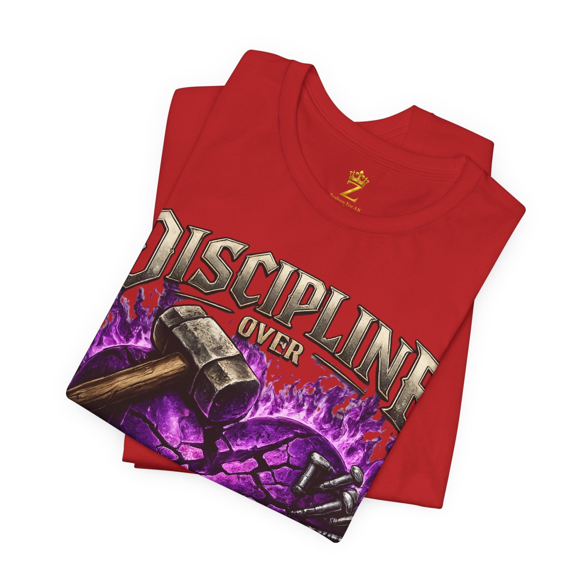 Discipline Over Emotions Premium Graphic T-Shirt (Purple Heart) Printify