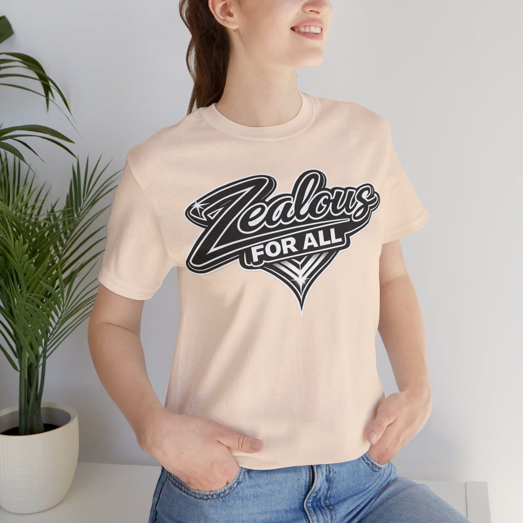 Zealous For All Graphic T-Shirt (Black Logo) Printify