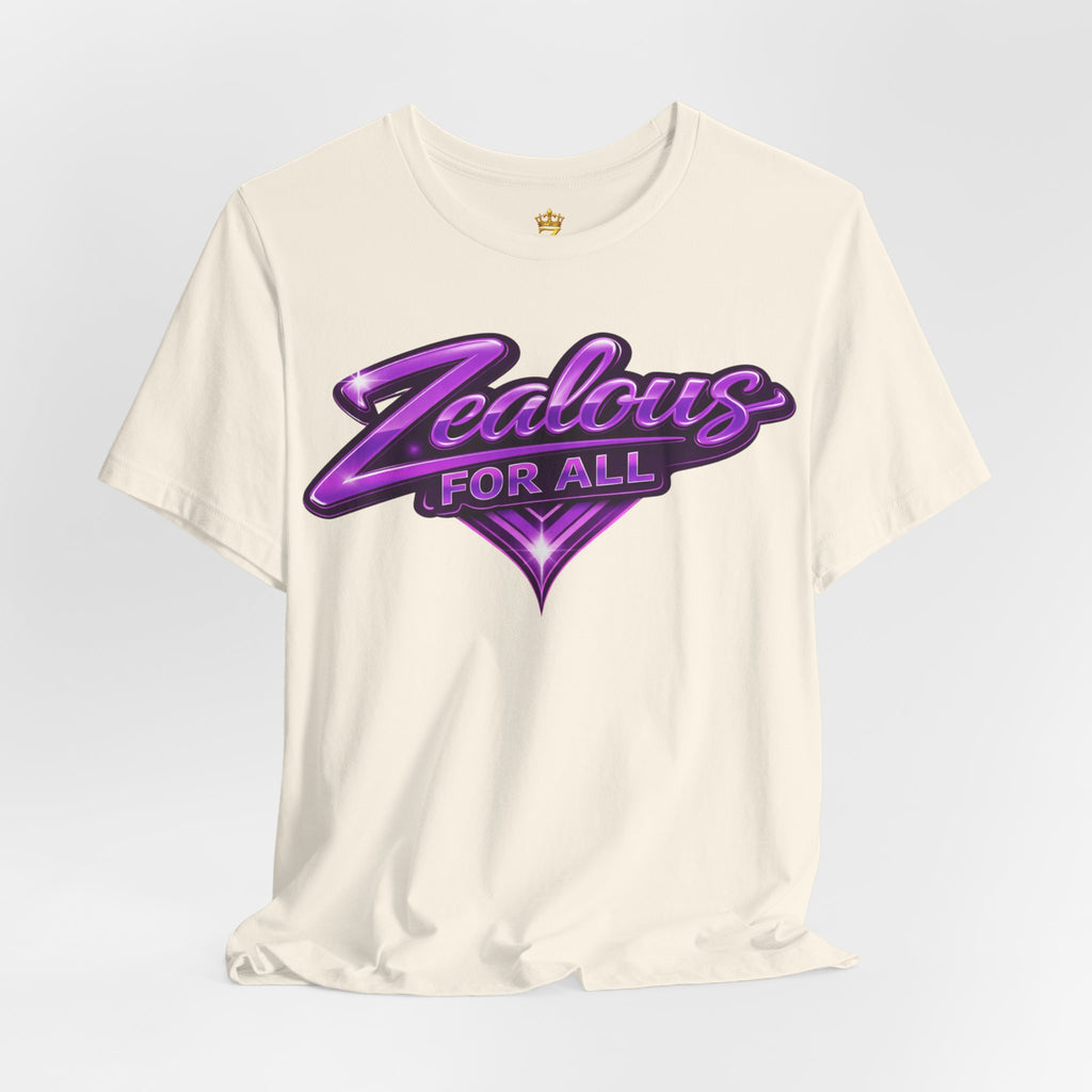 Zealous For All Graphic T-Shirt (Purple Logo) Printify