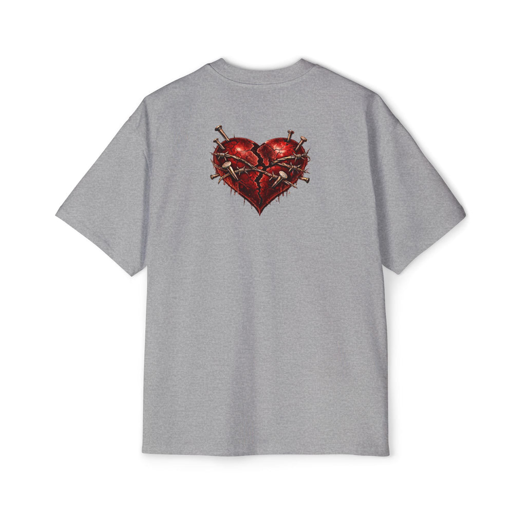 Oversized Discipline Over Emotions Graphic Tee (Front Red Heart) Printify