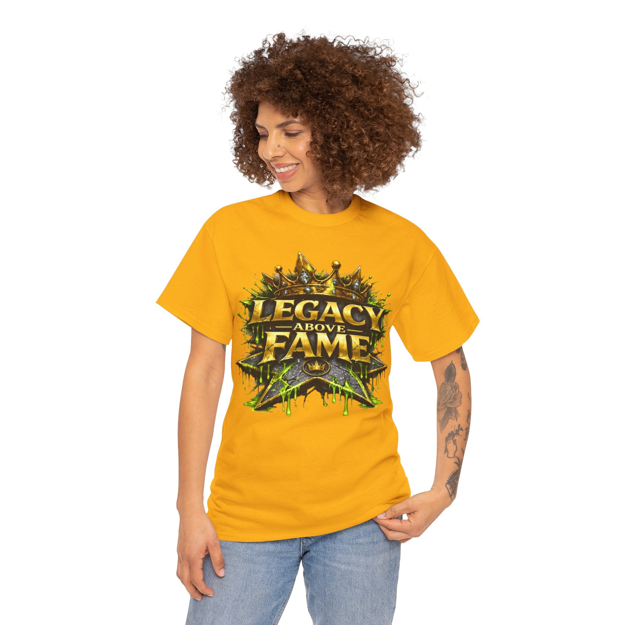 Adult Legacy Above Fame Graphic T-Shirt (Lime Green Drip) - Zealous For All