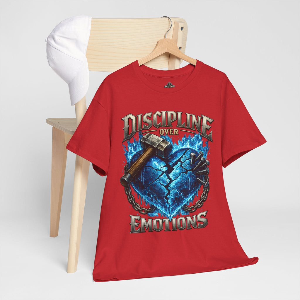 Discipline Over Emotions Graphic T-Shirt (Blue Heart) Printify