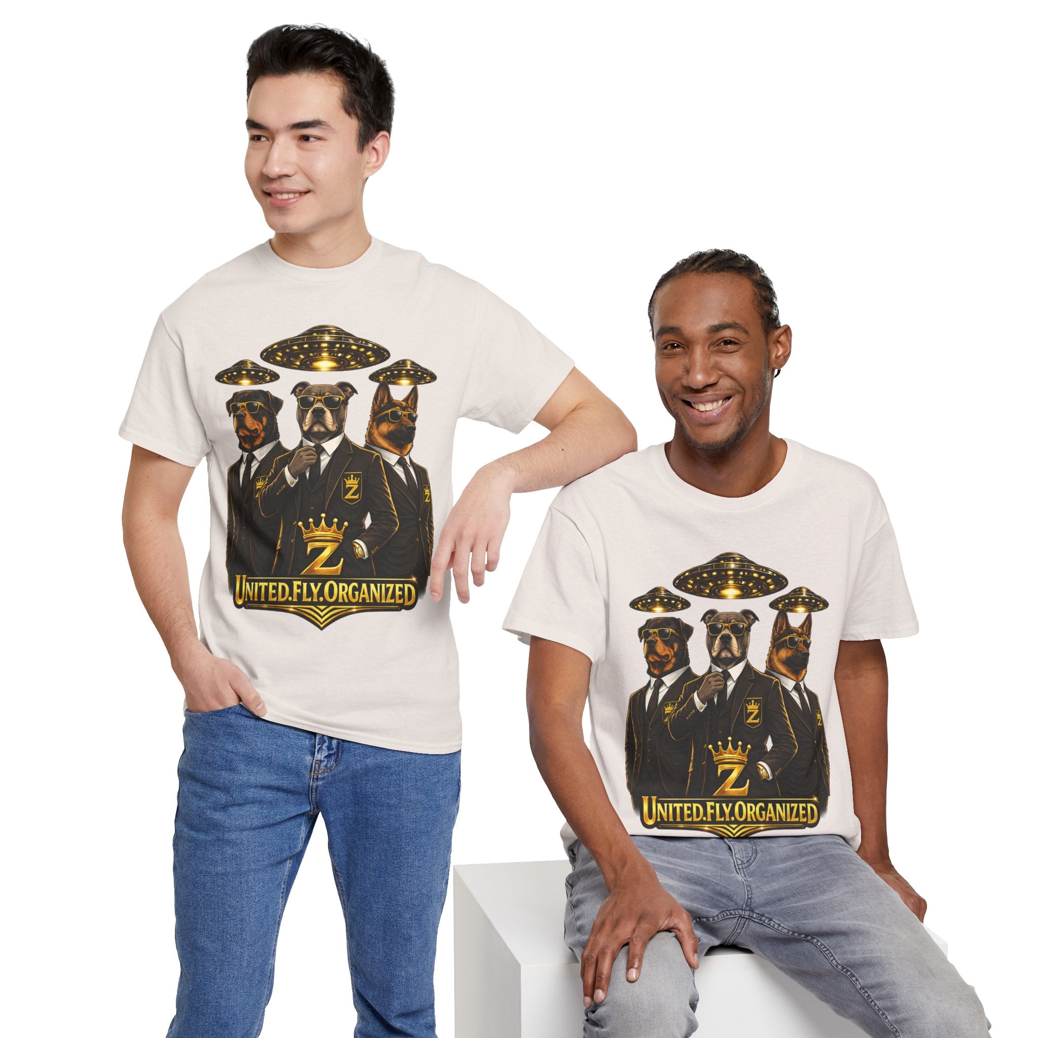 Adult "United. Fly. Organized." Graphic Tee (Gold) Printify