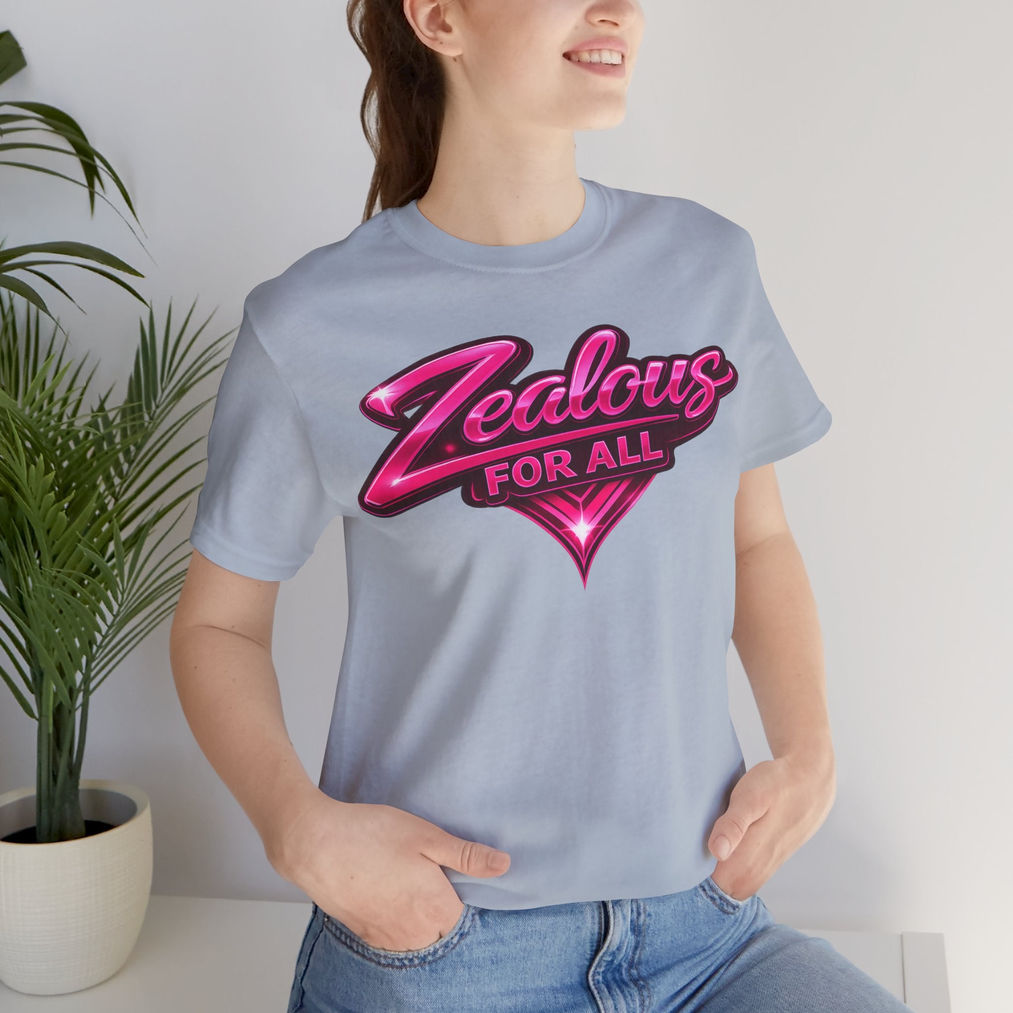 Zealous For All Graphic T-Shirt (Hot Pink Logo) Printify