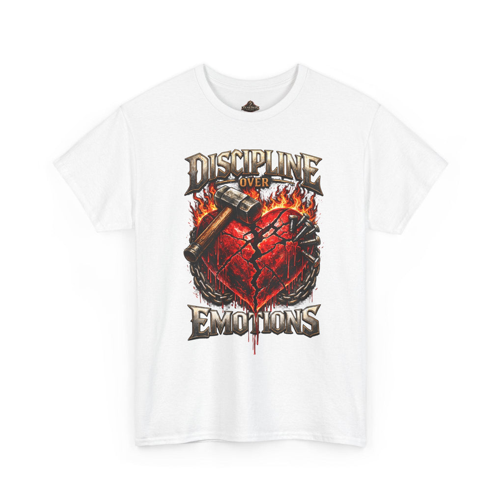 Discipline Over Emotions Graphic T-Shirt (Red Heart) Printify