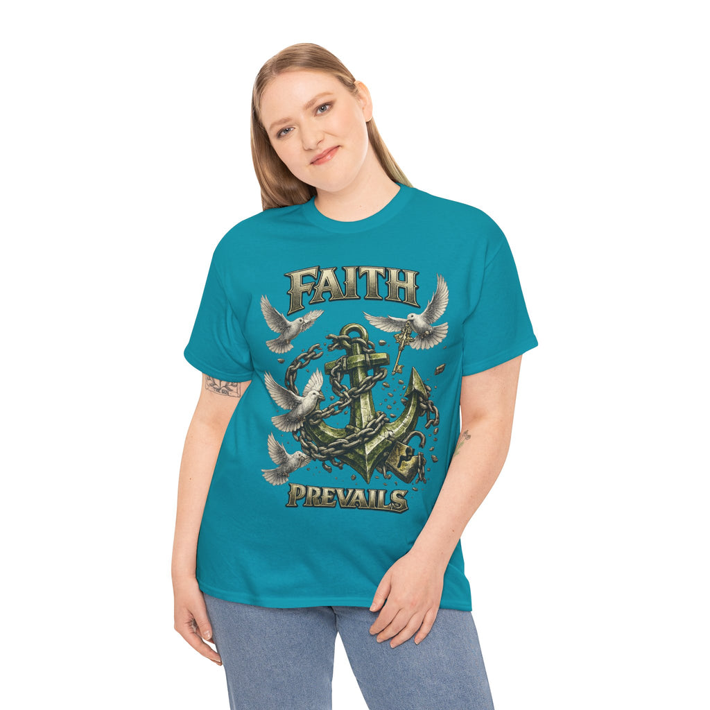 Adult Faith Prevails Anchor T-Shirt (Green Anchor) Printify