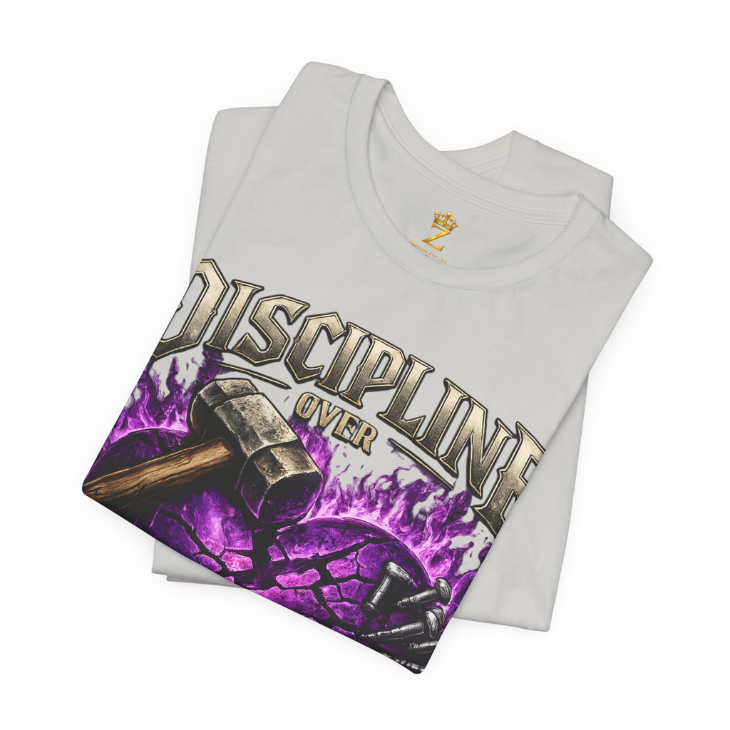 Discipline Over Emotions Premium Graphic T-Shirt (Purple Heart) Printify