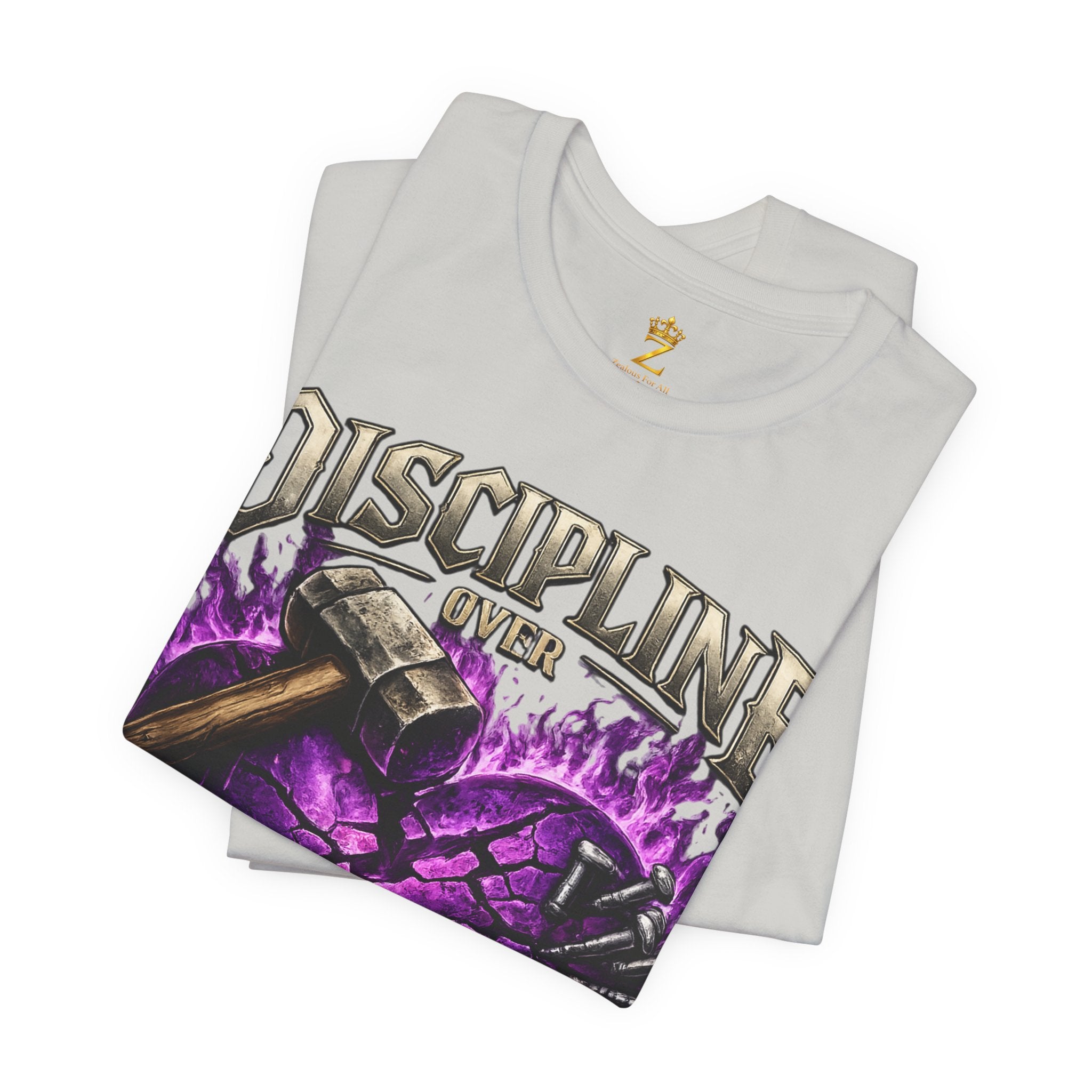 Discipline Over Emotions Premium Graphic T-Shirt (Purple Heart) Printify