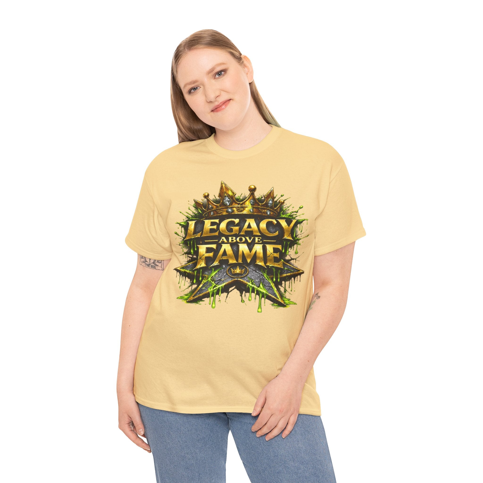 Adult Legacy Above Fame Graphic T-Shirt (Lime Green Drip) - Zealous For All