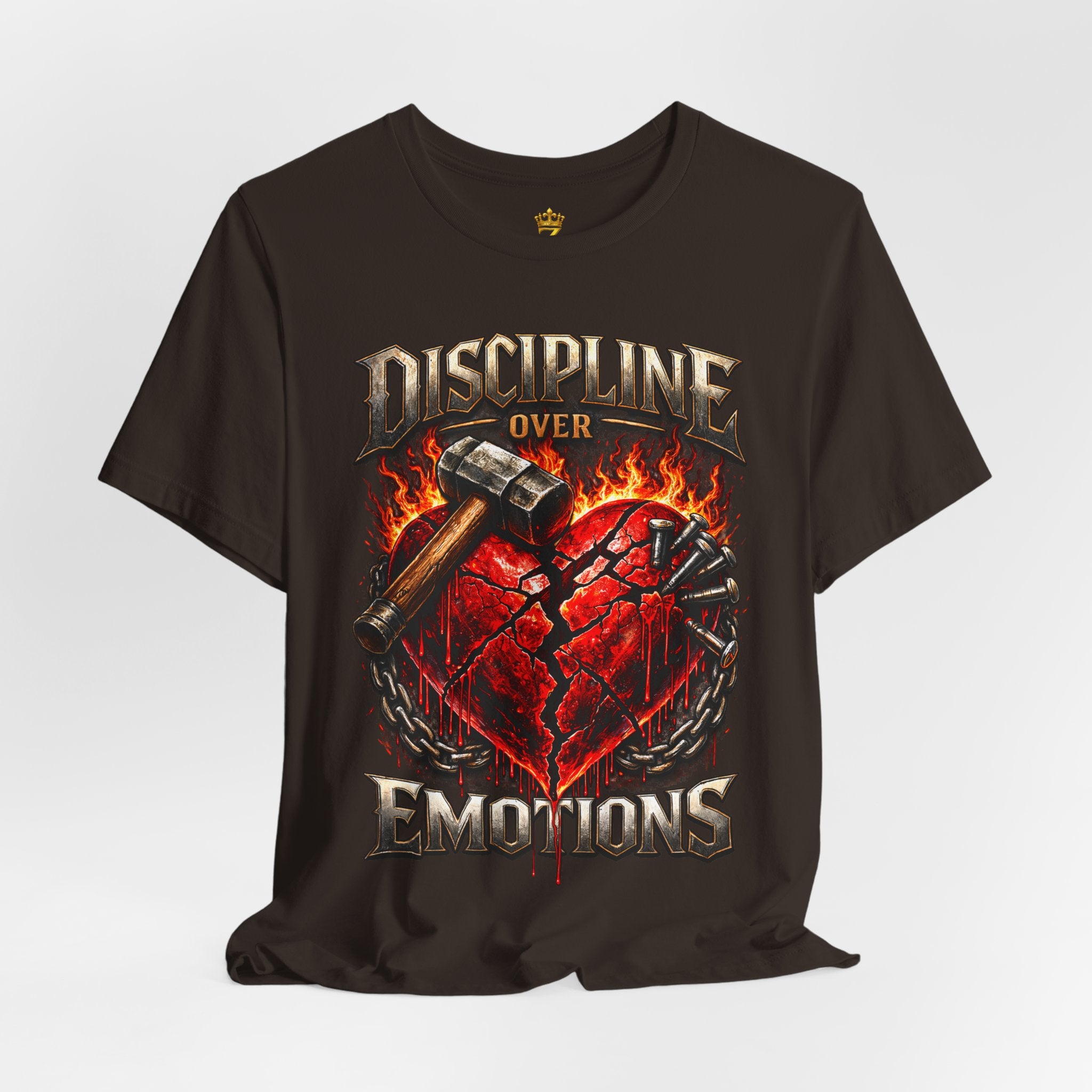 Discipline Over Emotions Premium Graphic T-Shirt (Red Heart) Printify