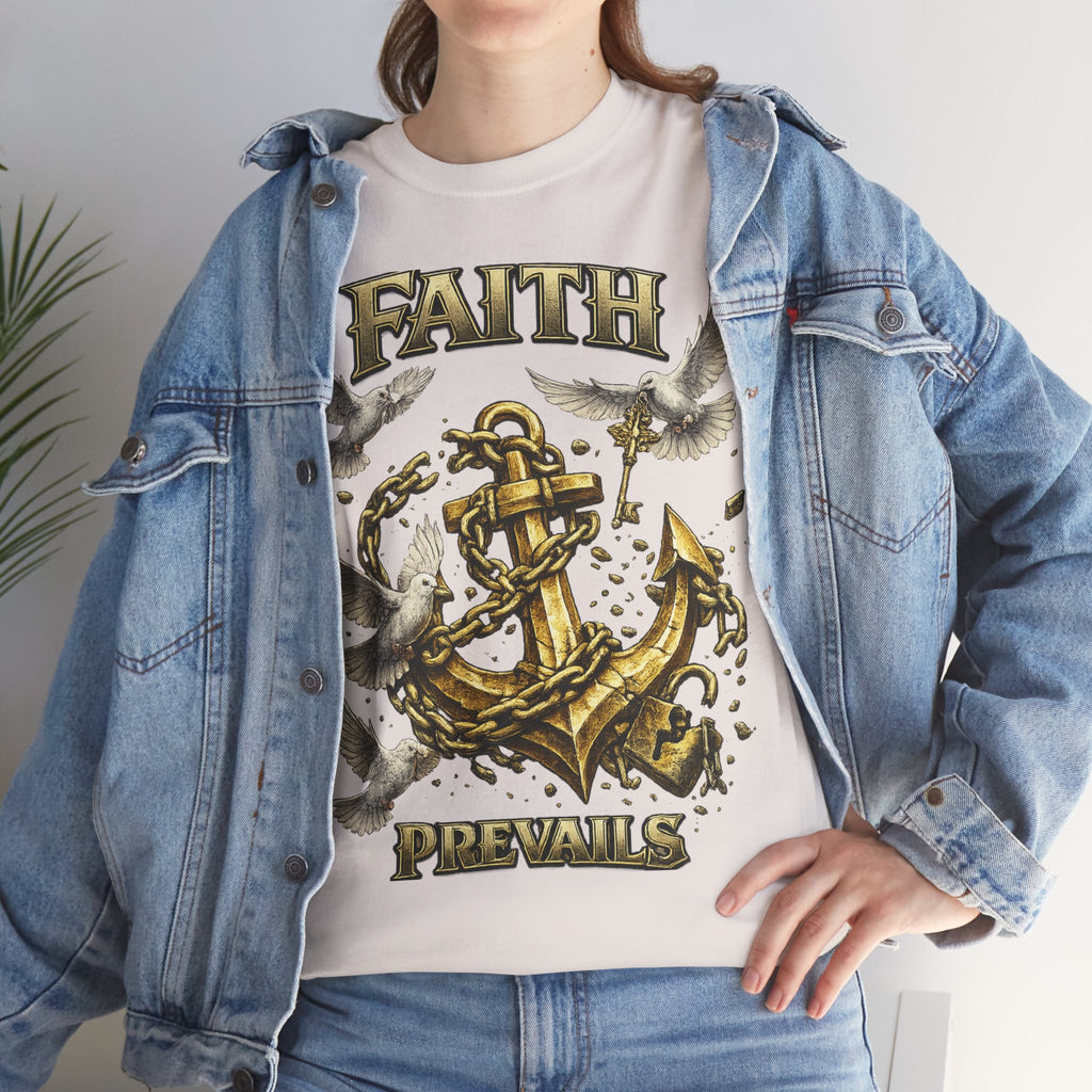 Adult Faith Prevails Anchor T-Shirt (Gold Anchor) Printify