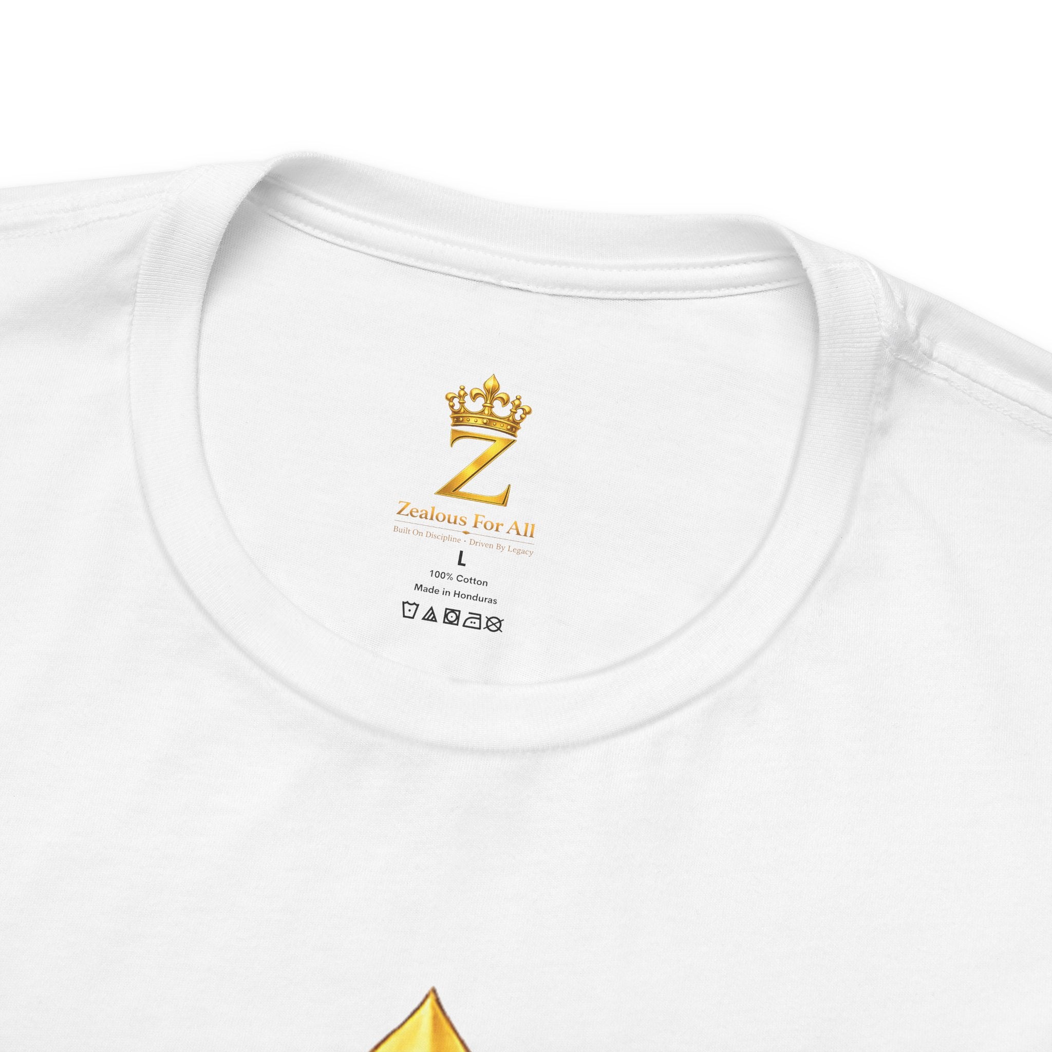 Unisex Zealous For All T-Shirt (Gold Logo) Printify