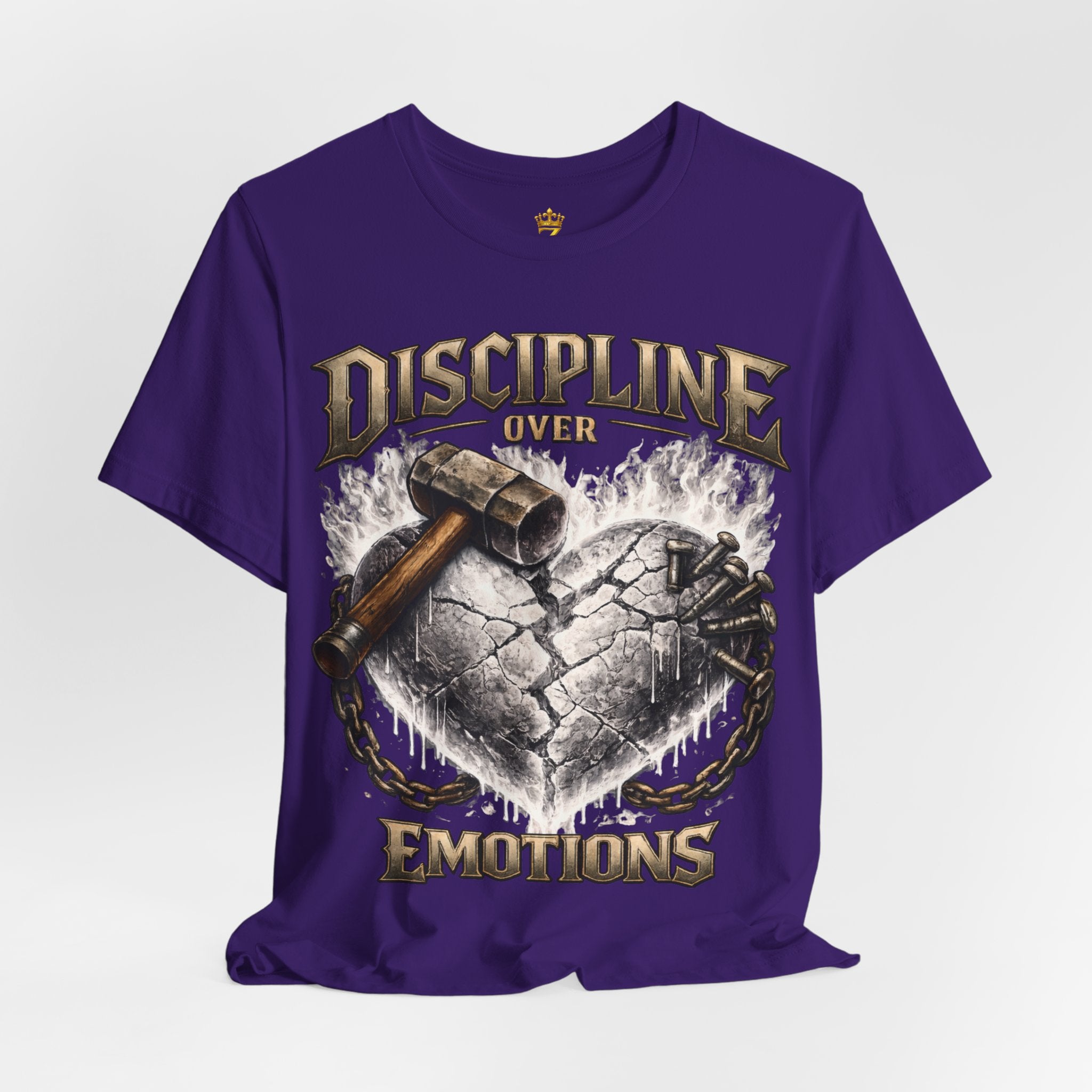 Discipline Over Emotions Premium Graphic T-Shirt (White Heart) Printify