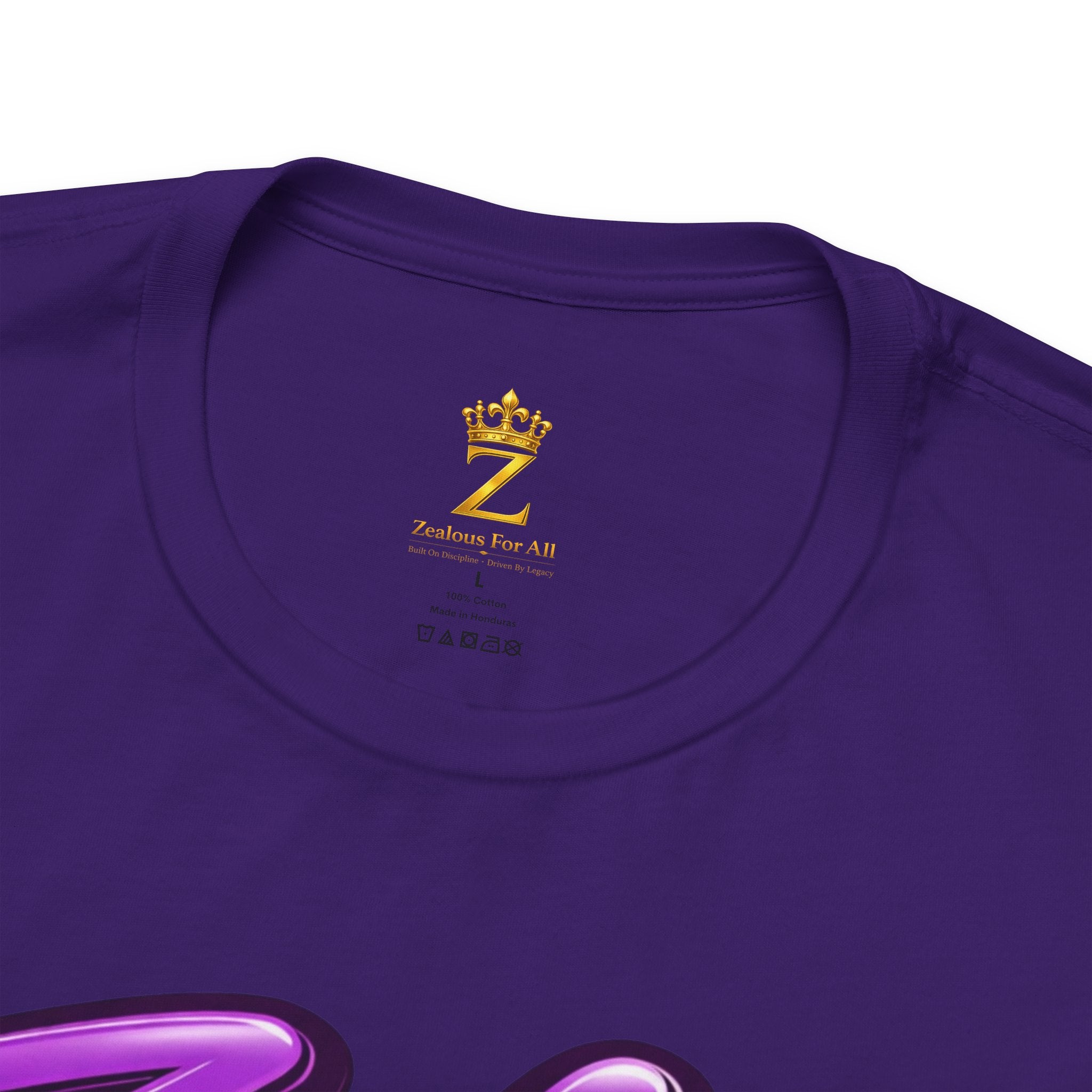 Zealous For All Graphic T-Shirt (Purple Logo) Printify