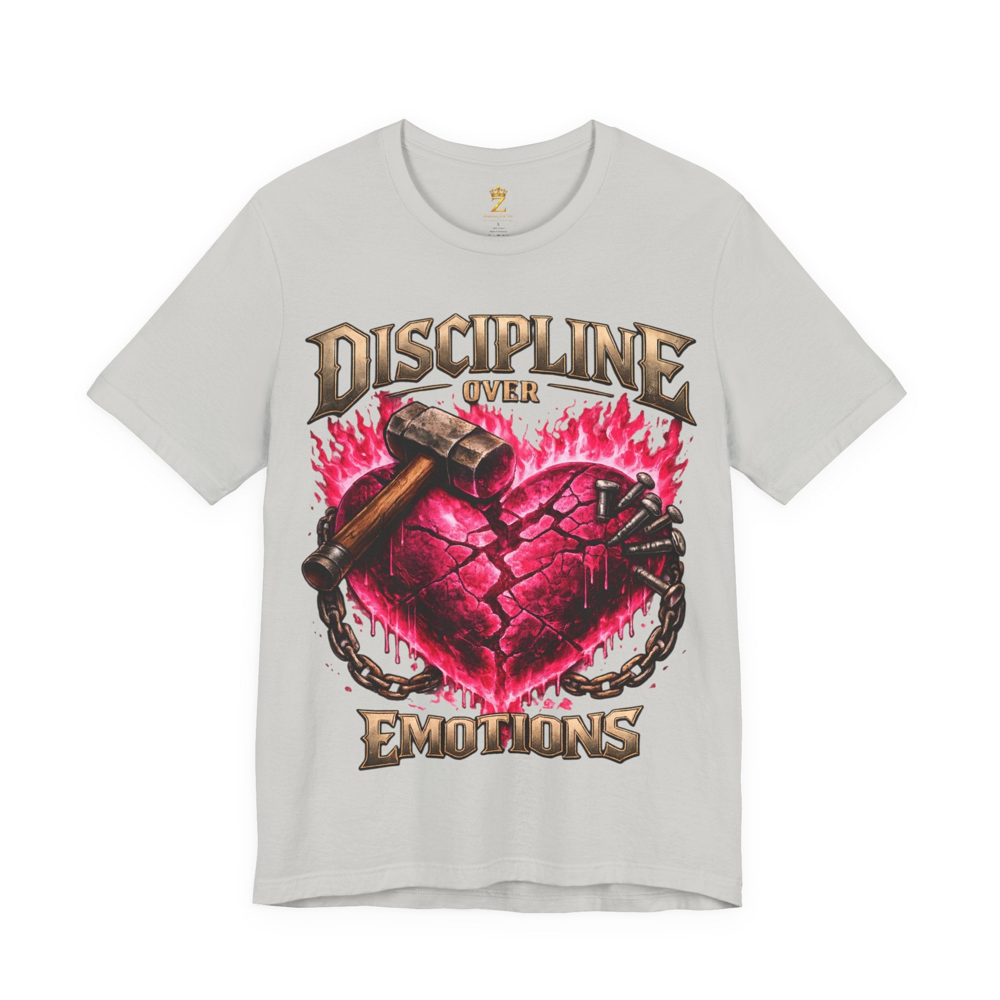 Discipline Over Emotions Premium Graphic T-Shirt (Hot Pink Heart) Printify