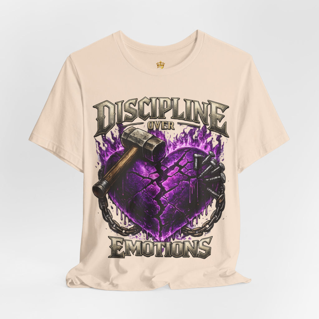 Discipline Over Emotions Premium Graphic T-Shirt (Purple Heart) Printify