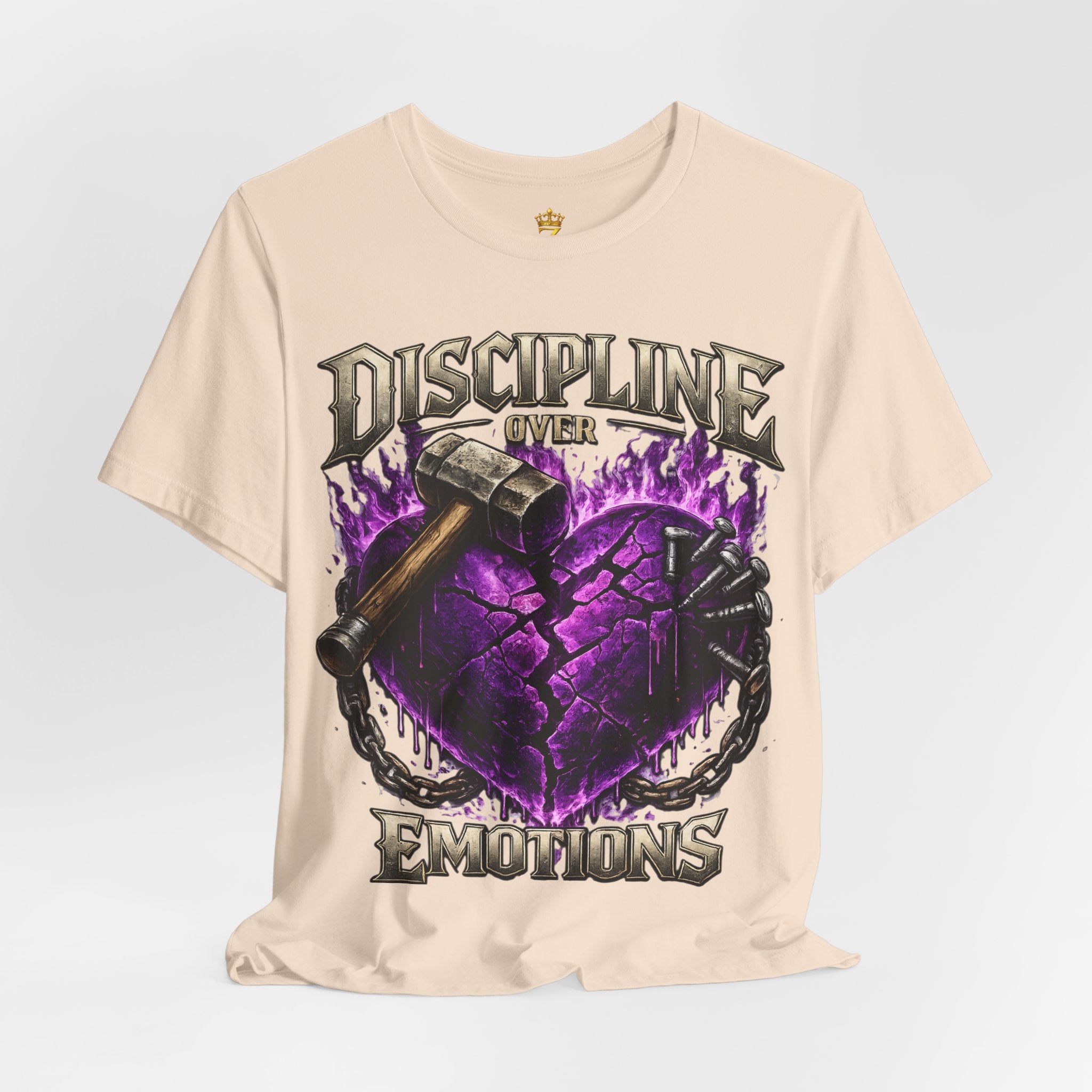 Discipline Over Emotions Premium Graphic T-Shirt (Purple Heart) Printify