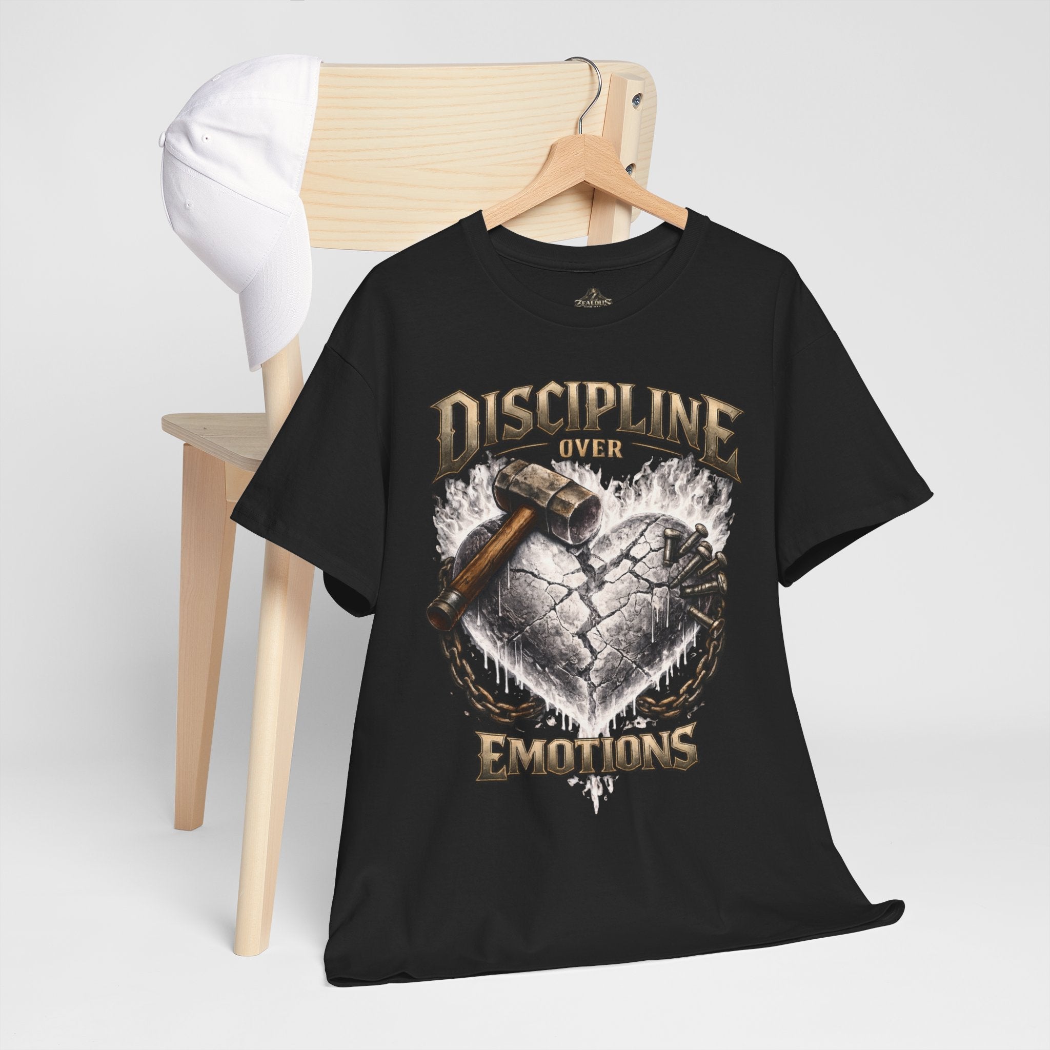 Adult Discipline Over Emotions Graphic T-Shirt (White Heart)