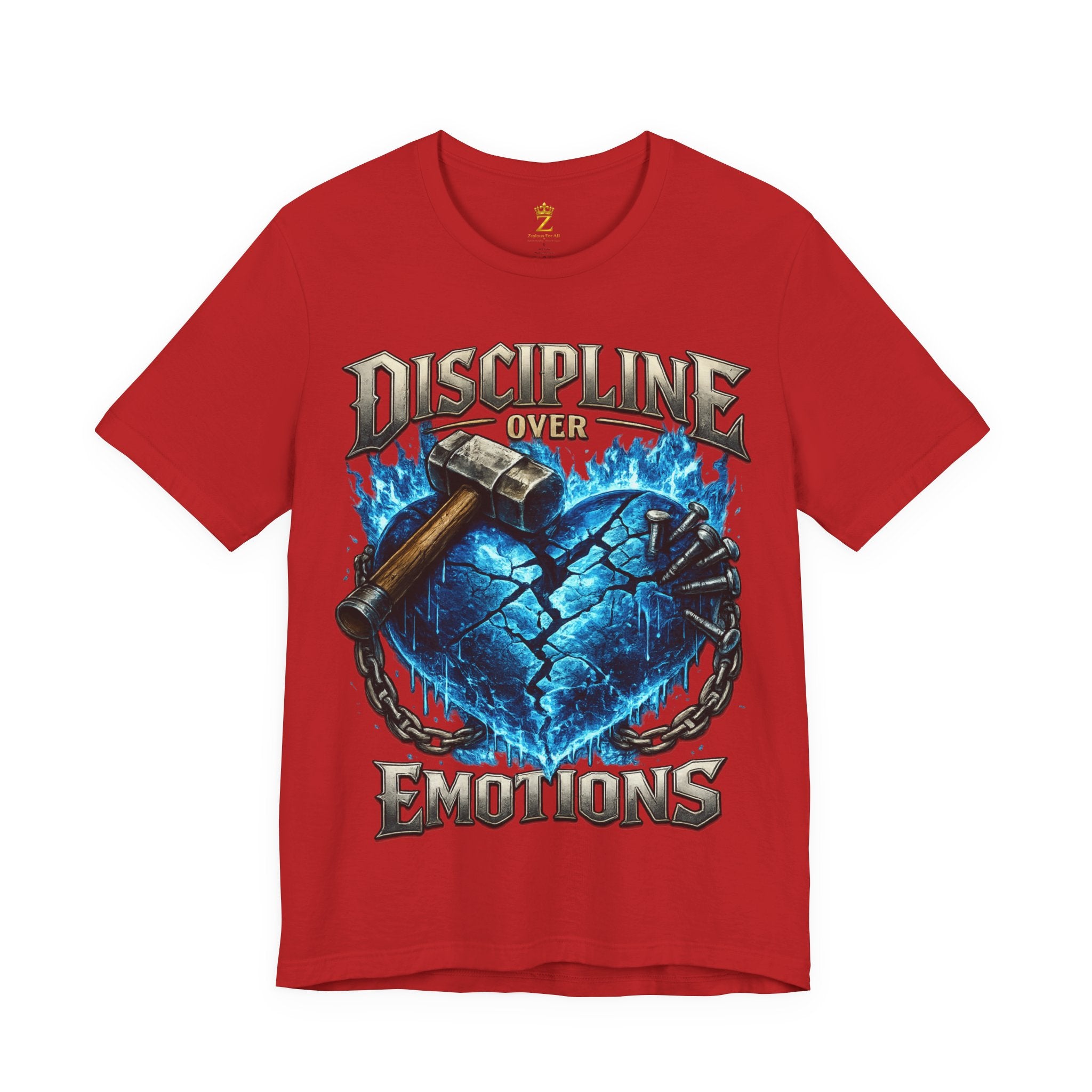Discipline Over Emotions Premium Graphic T-Shirt (Blue Heart) Printify