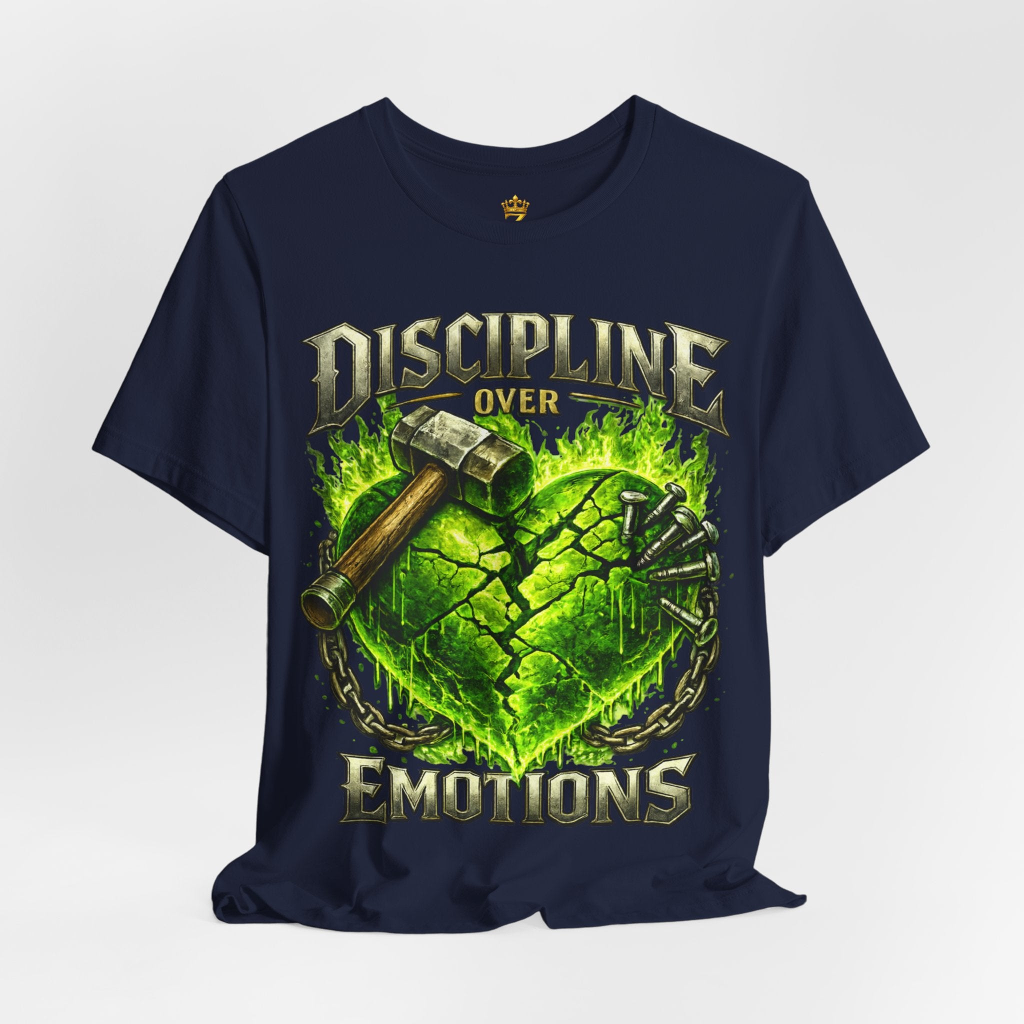Discipline Over Emotions Premium Graphic T-Shirt (Lime Green Heart) Printify