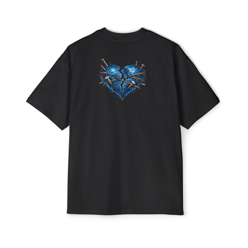 Oversized Discipline Over Emotions Graphic T-Shirt (Blue Heart) Printify