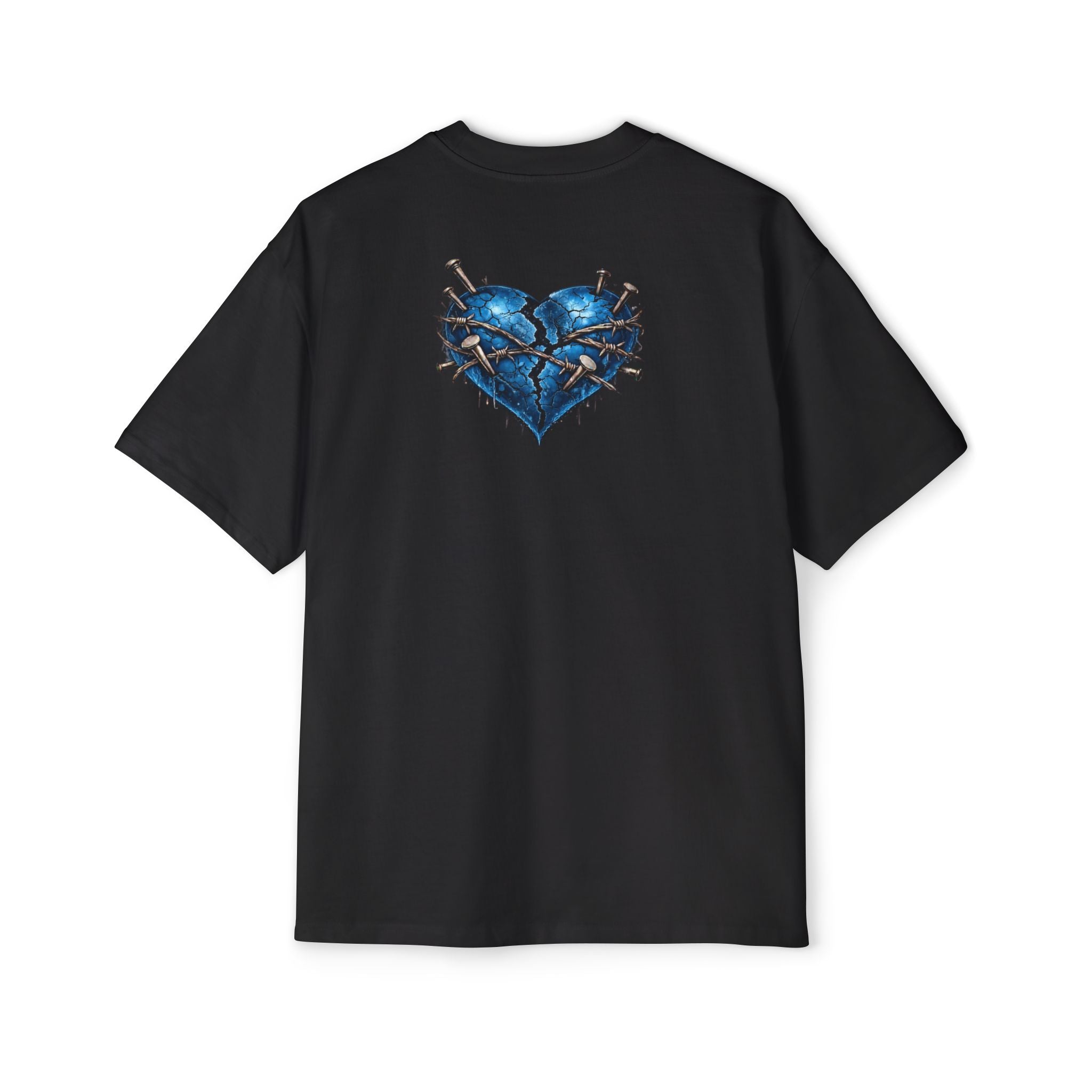 Oversized Discipline Over Emotions Graphic T-Shirt (Blue Heart) Printify