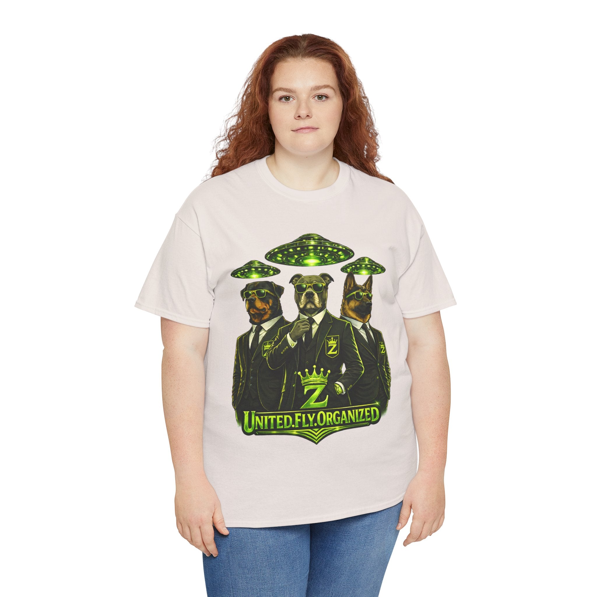 Adult "United. Fly. Organized." Graphic Tee (Lime Green) Printify