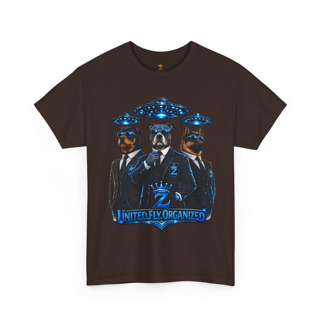Adult "United. Fly. Organized." Graphic Tee (Blue) Printify