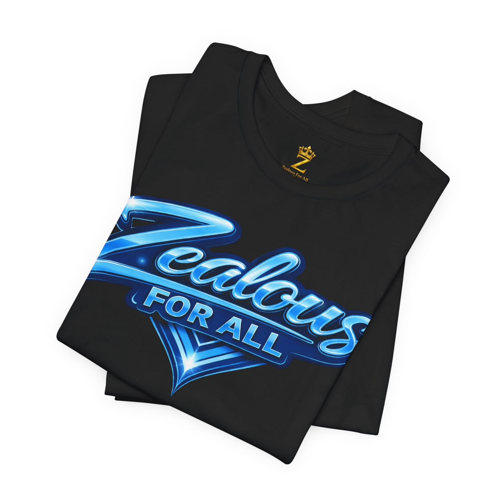 Zealous For All Graphic T-Shirt (Blue Logo) Printify