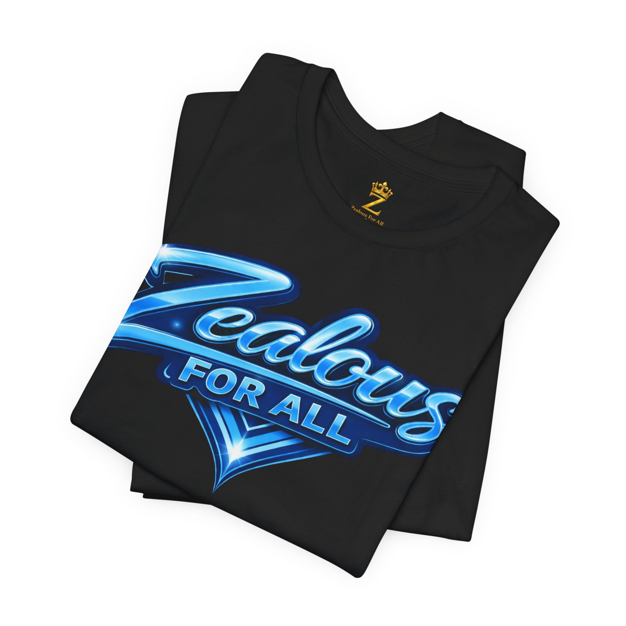 Zealous For All Graphic T-Shirt (Blue Logo) Printify