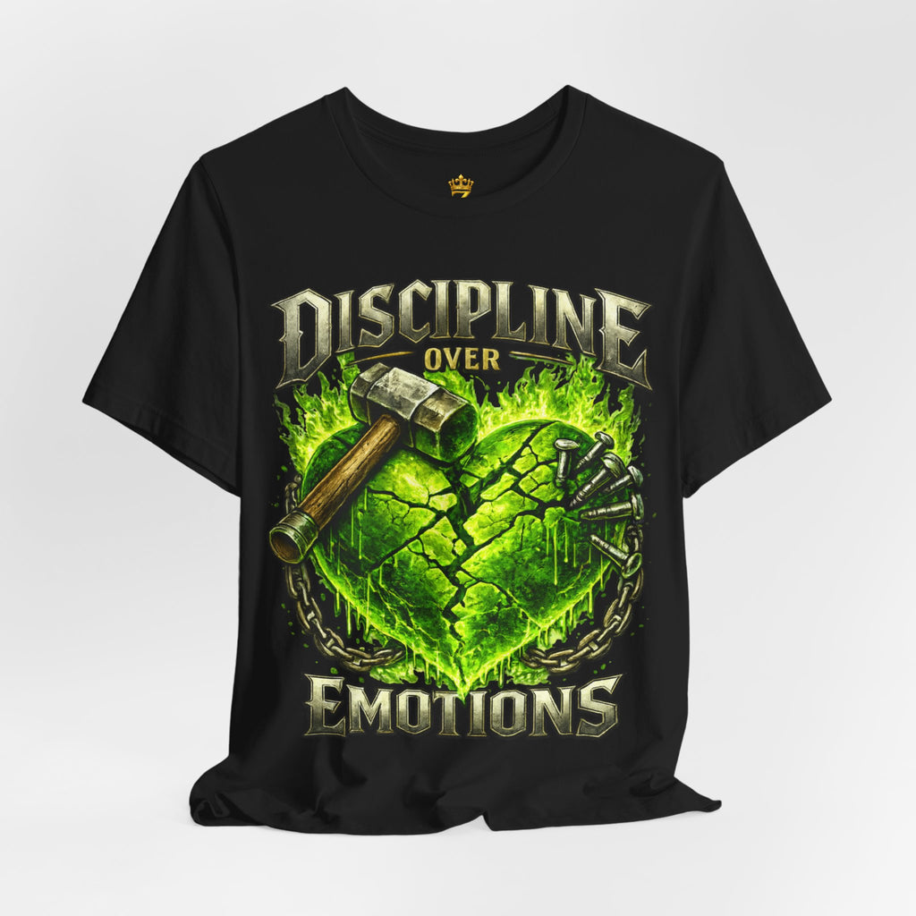 Discipline Over Emotions Premium Graphic T-Shirt (Lime Green Heart) Printify