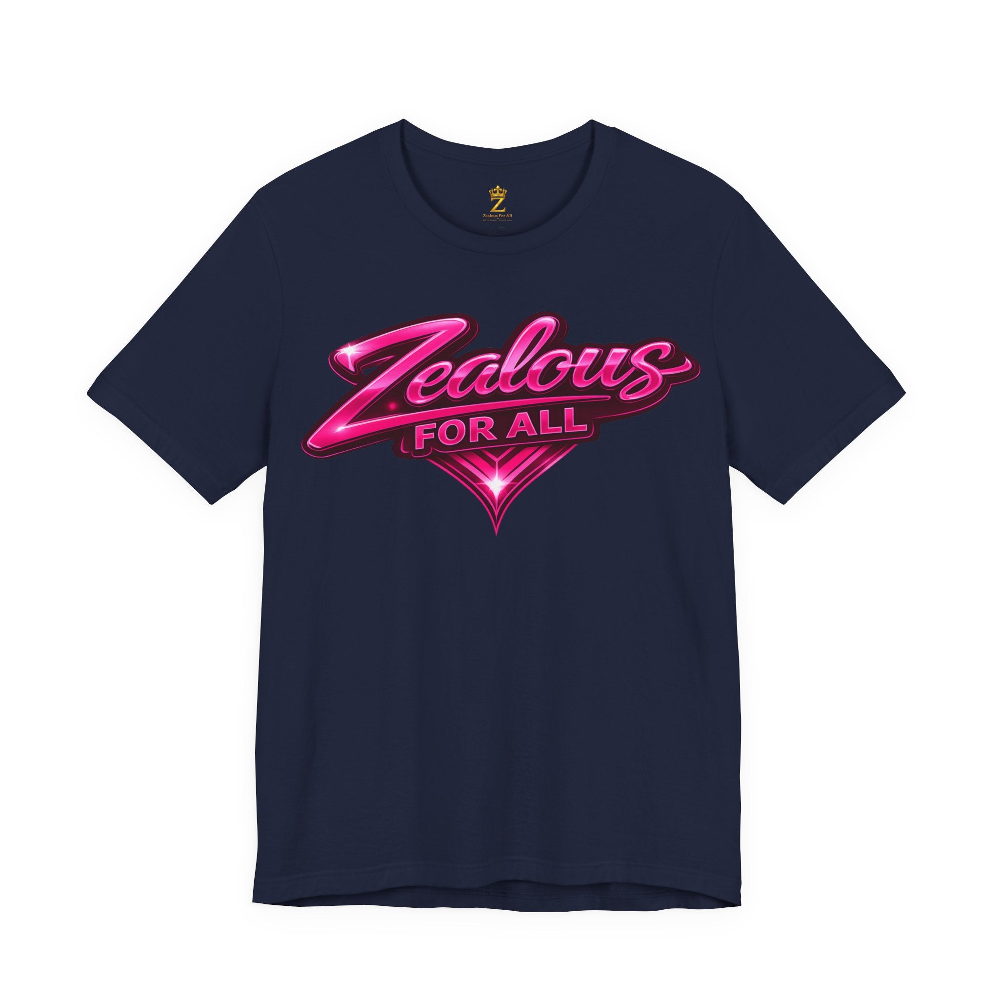 Zealous For All Graphic T-Shirt (Hot Pink Logo) Printify