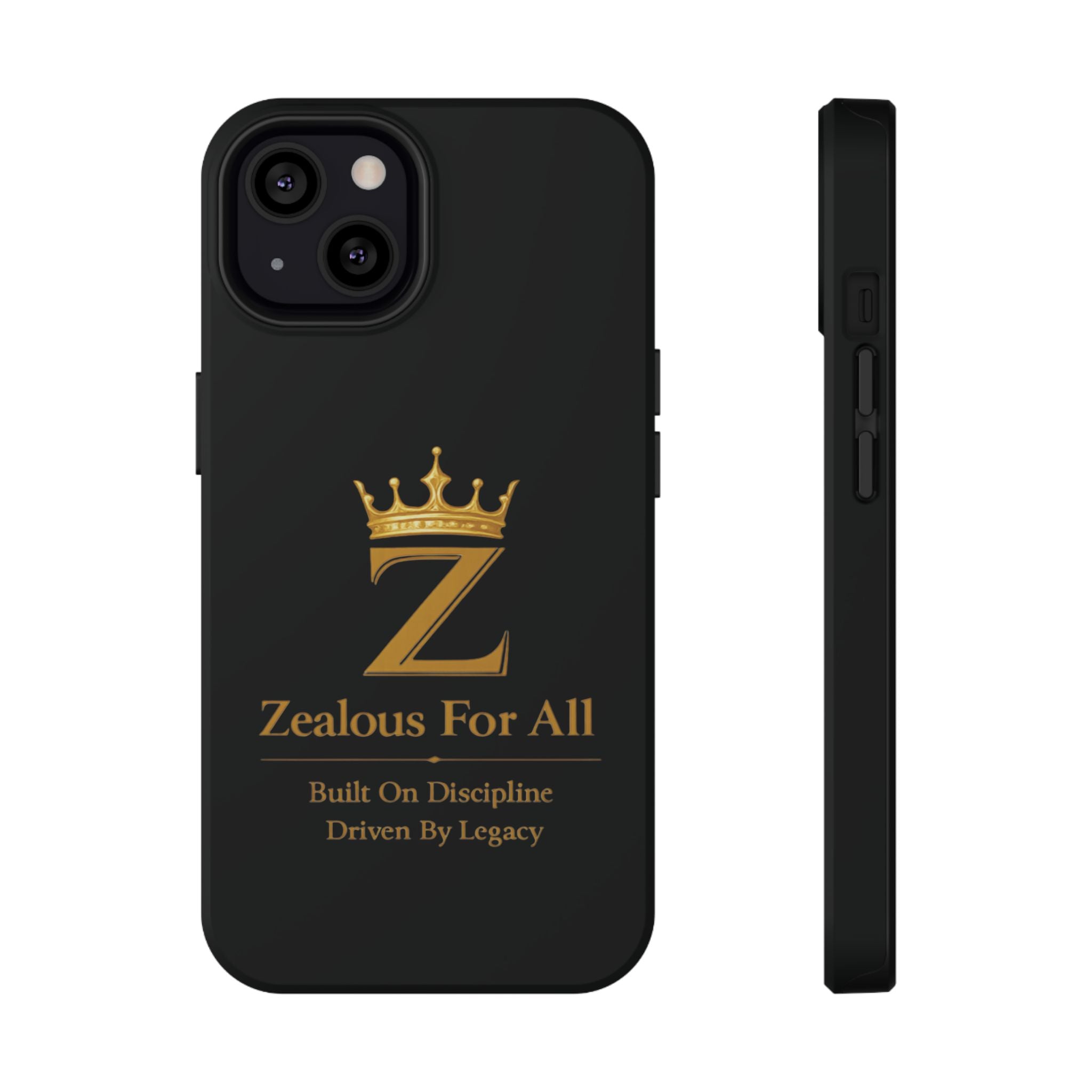 Phone Case — "Zealous For All" Gold Crown Impact-Resistant Case Printify