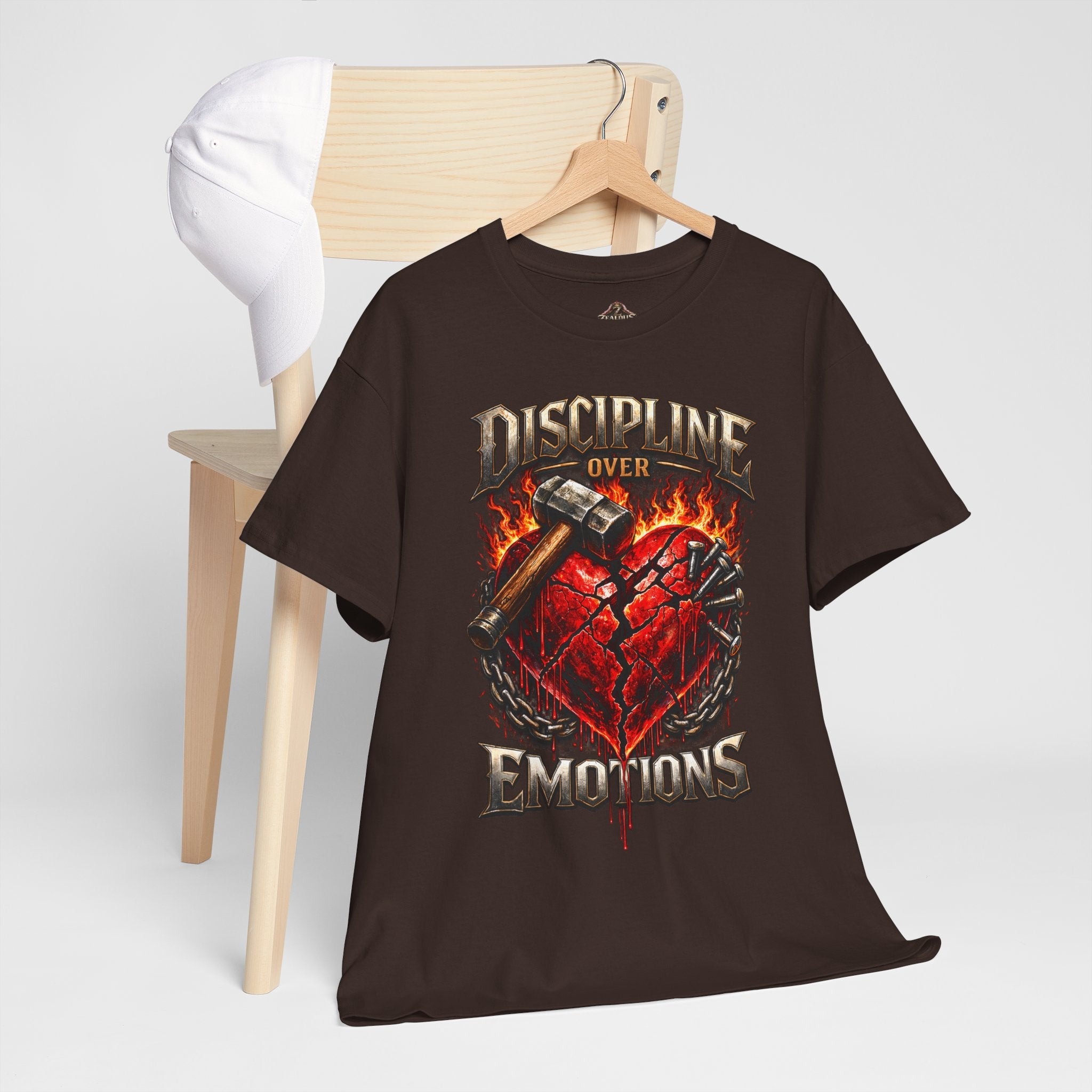 Discipline Over Emotions Graphic T-Shirt (Red Heart) Printify