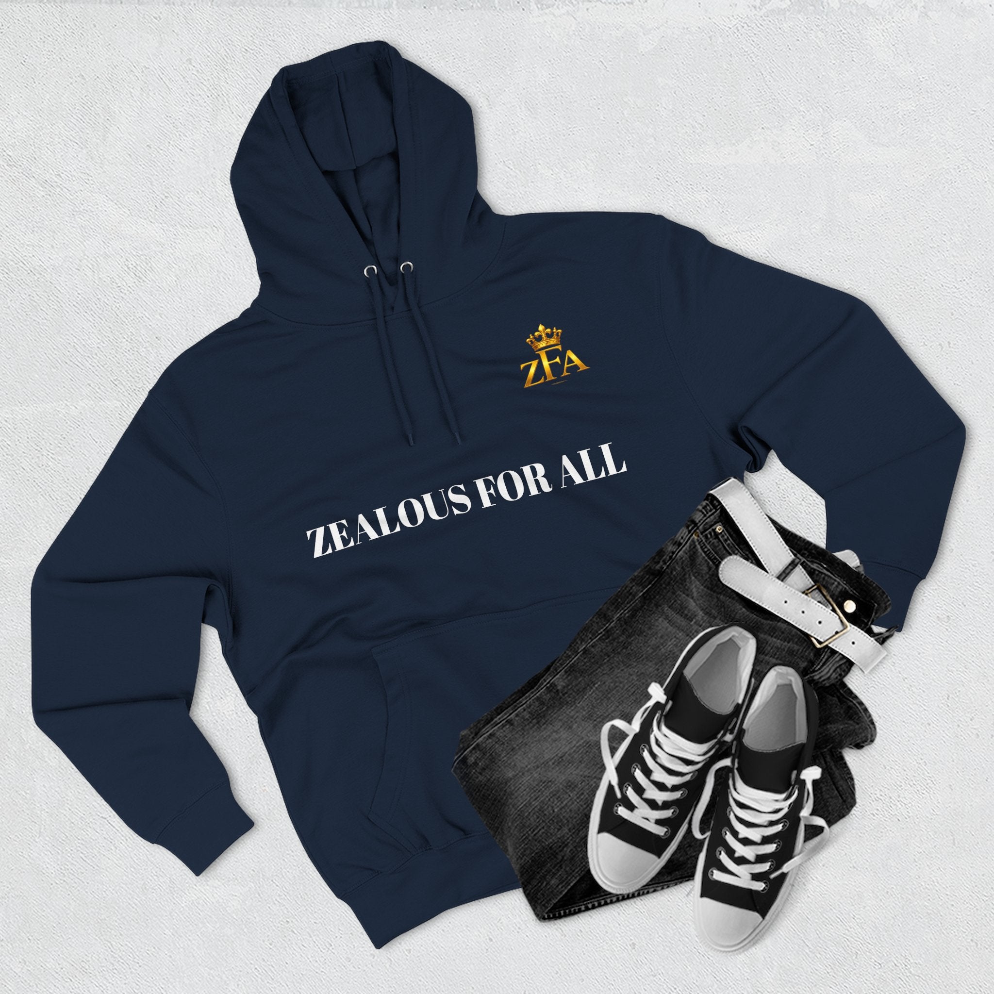 ZFA Premium Hoodie (White Words) Printify