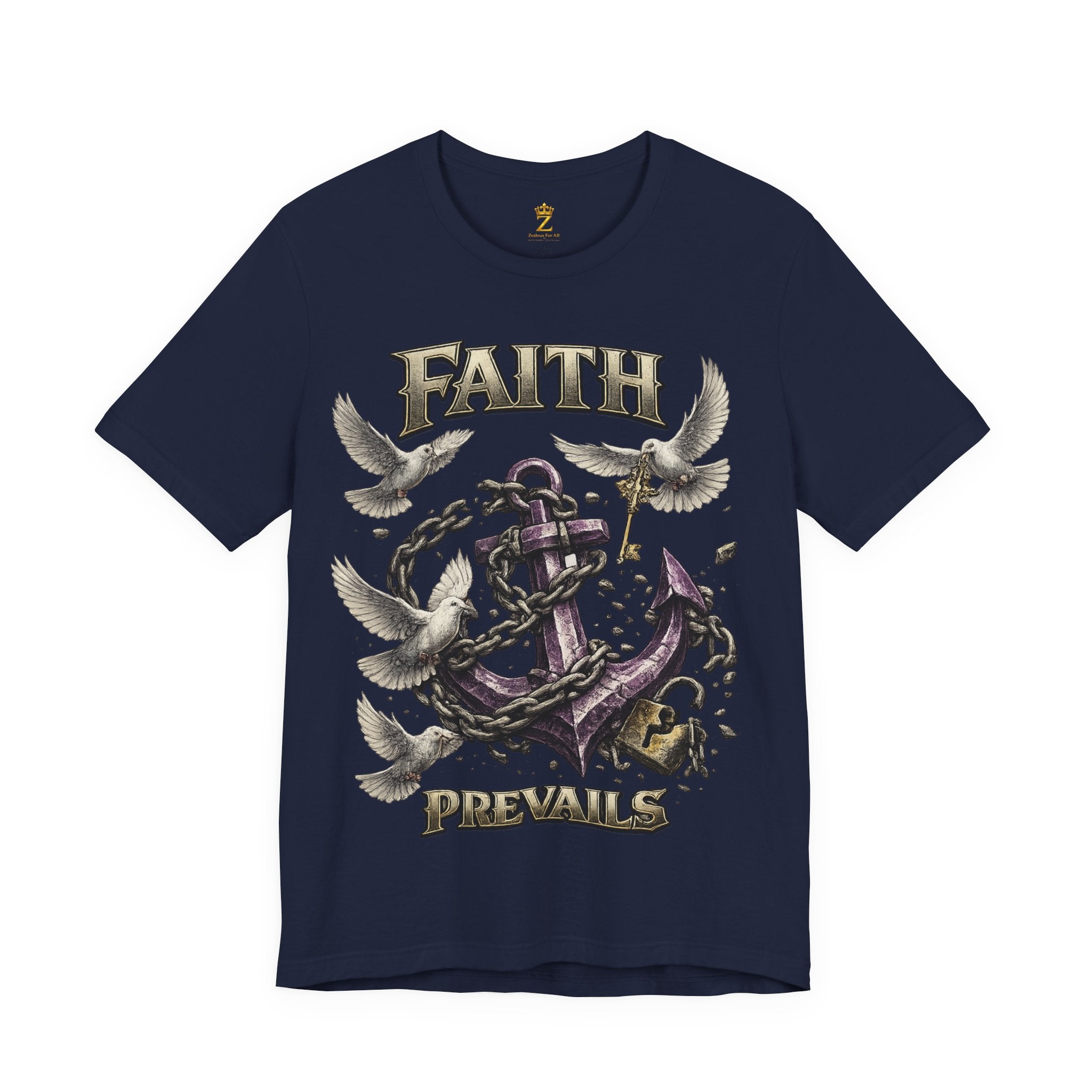 Faith Prevails T‑Shirt (Purple Anchor) Printify