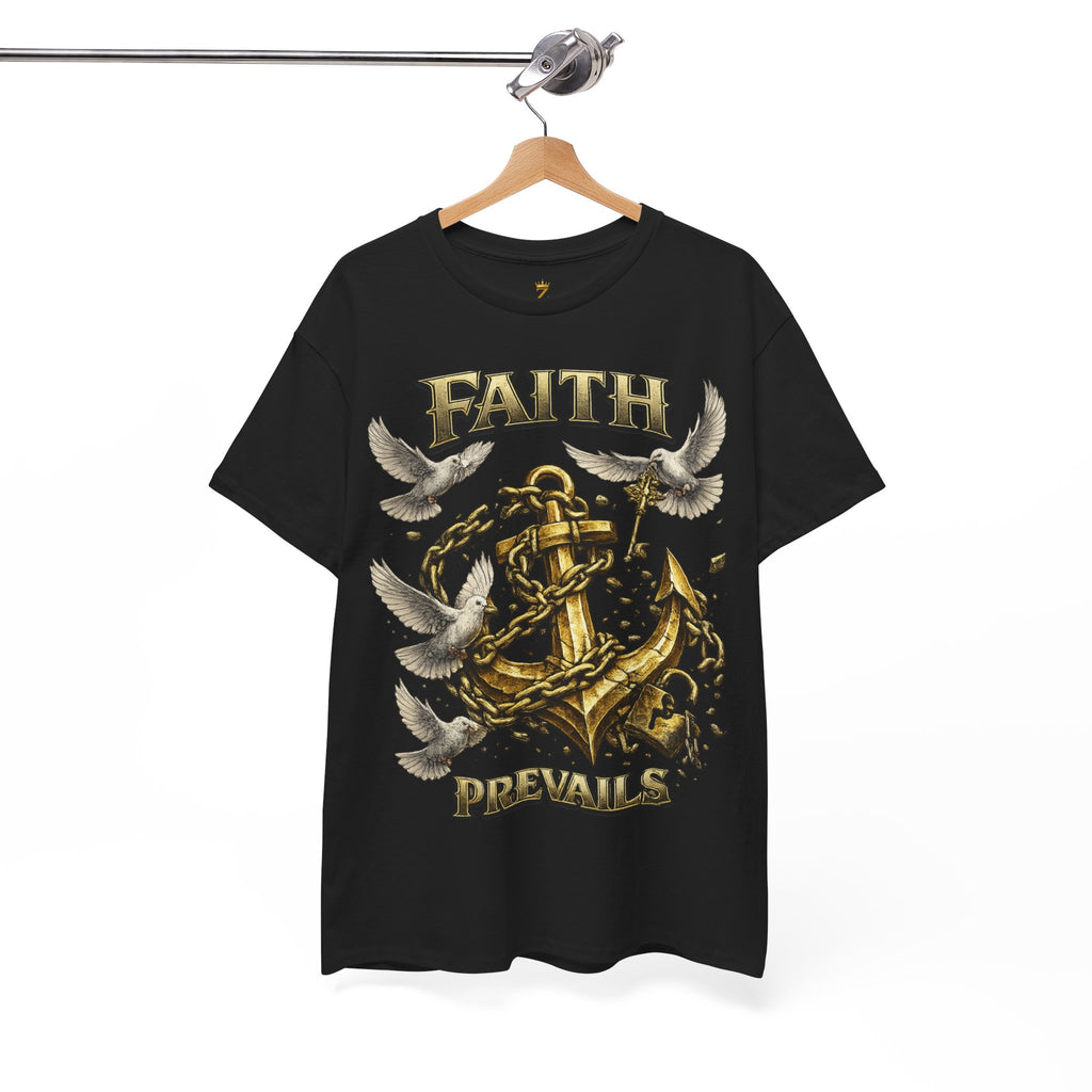 Adult Faith Prevails Anchor T-Shirt (Gold Anchor) Printify