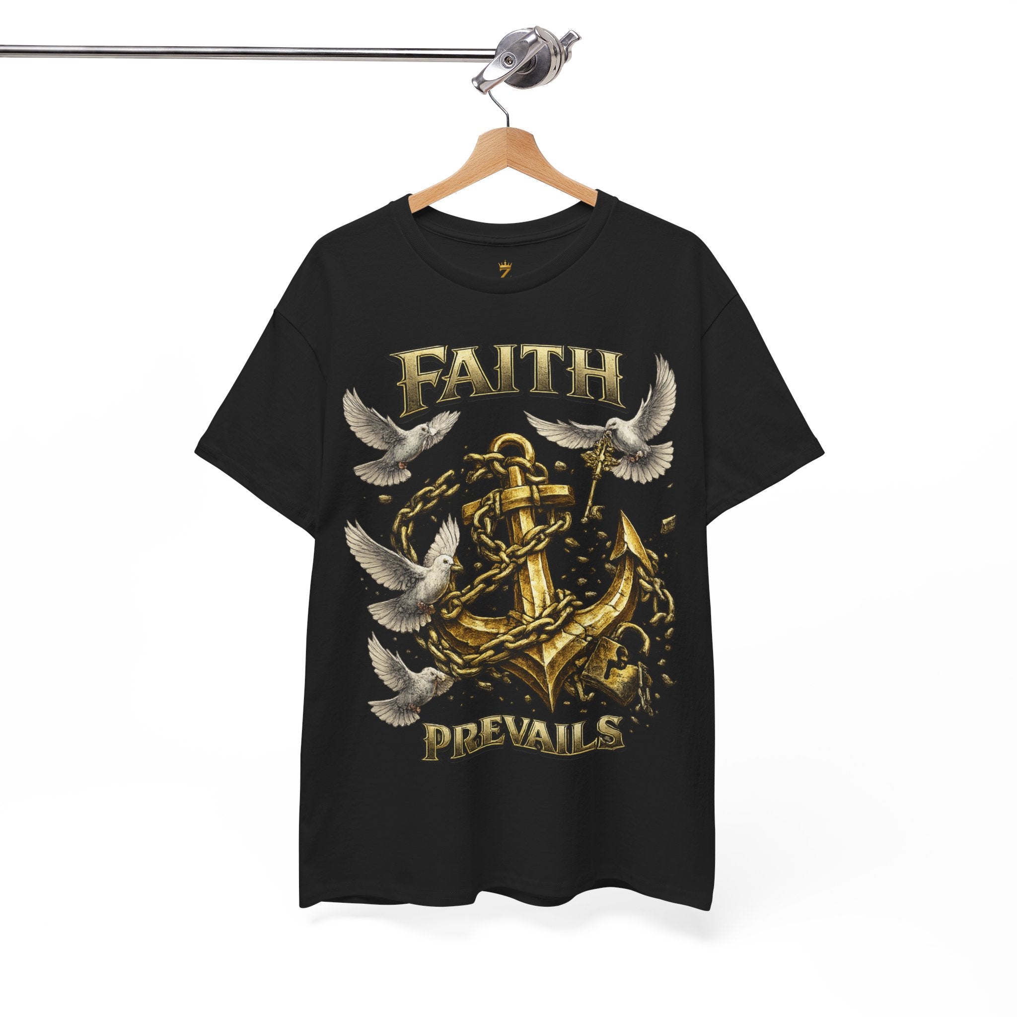 Adult Faith Prevails Anchor T-Shirt (Gold Anchor) Printify