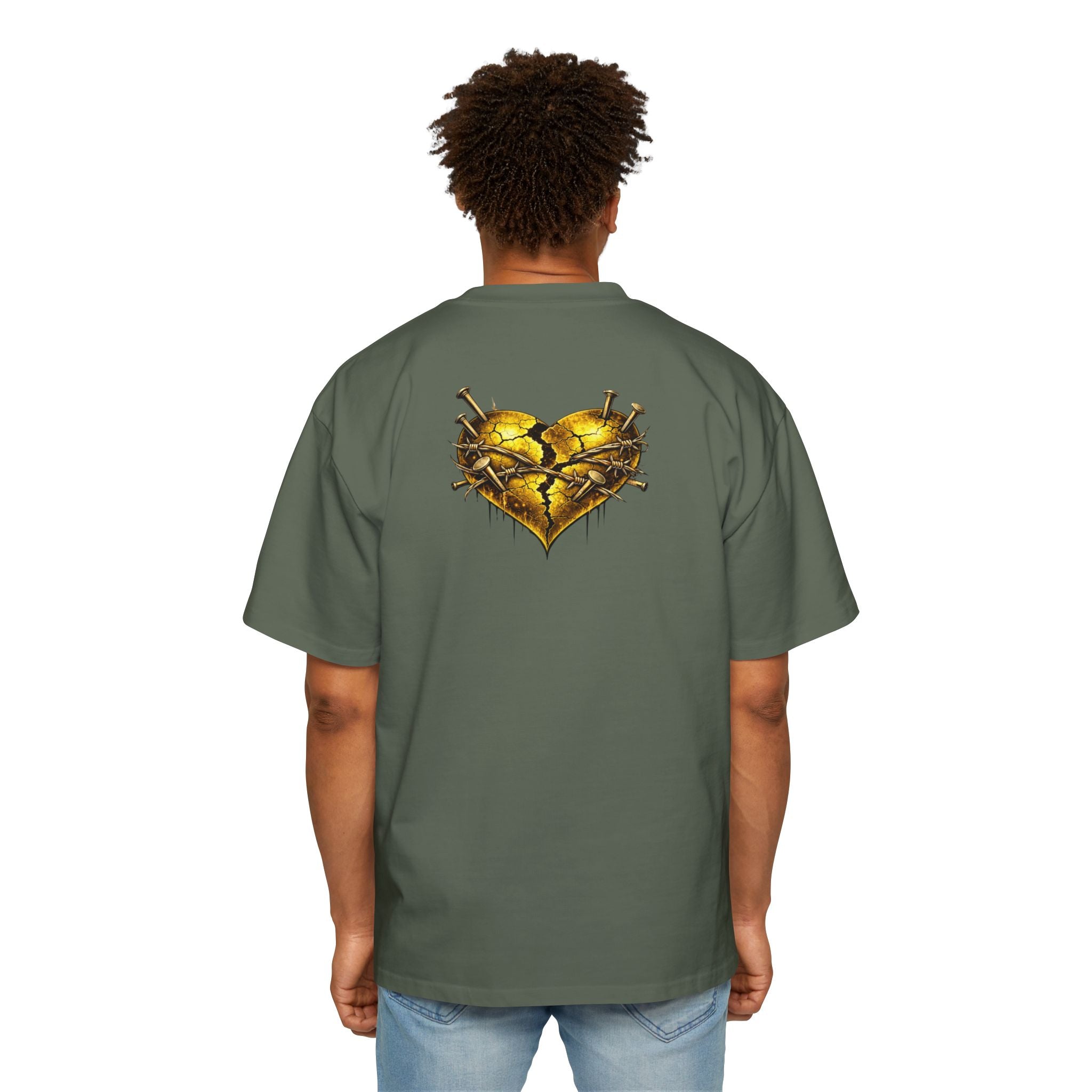 Oversized Discipline Over Emotions Graphic Tee (Gold Heart) Printify