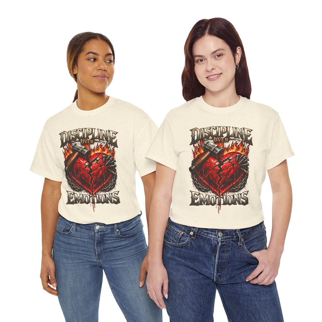 Discipline Over Emotions Graphic T-Shirt (Red Heart) Printify