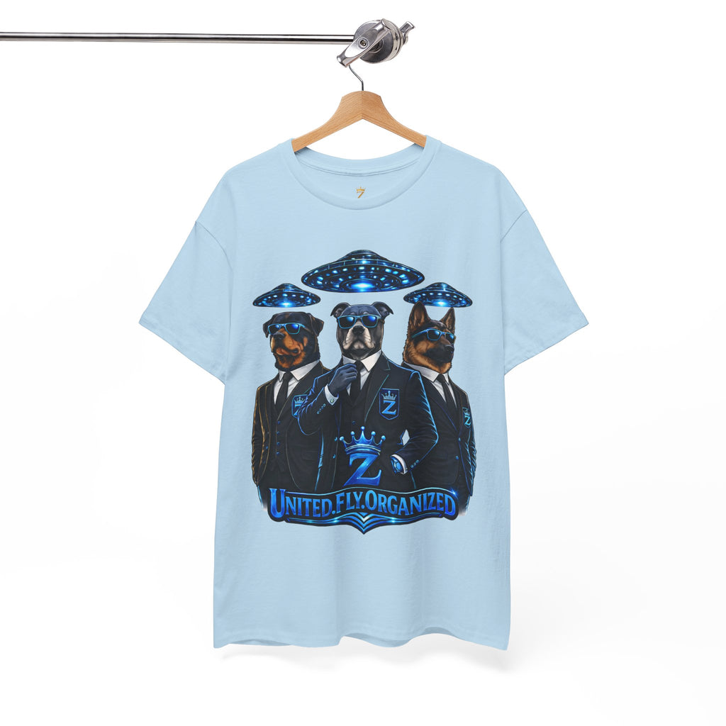 Adult "United. Fly. Organized." Graphic Tee (Blue) Printify