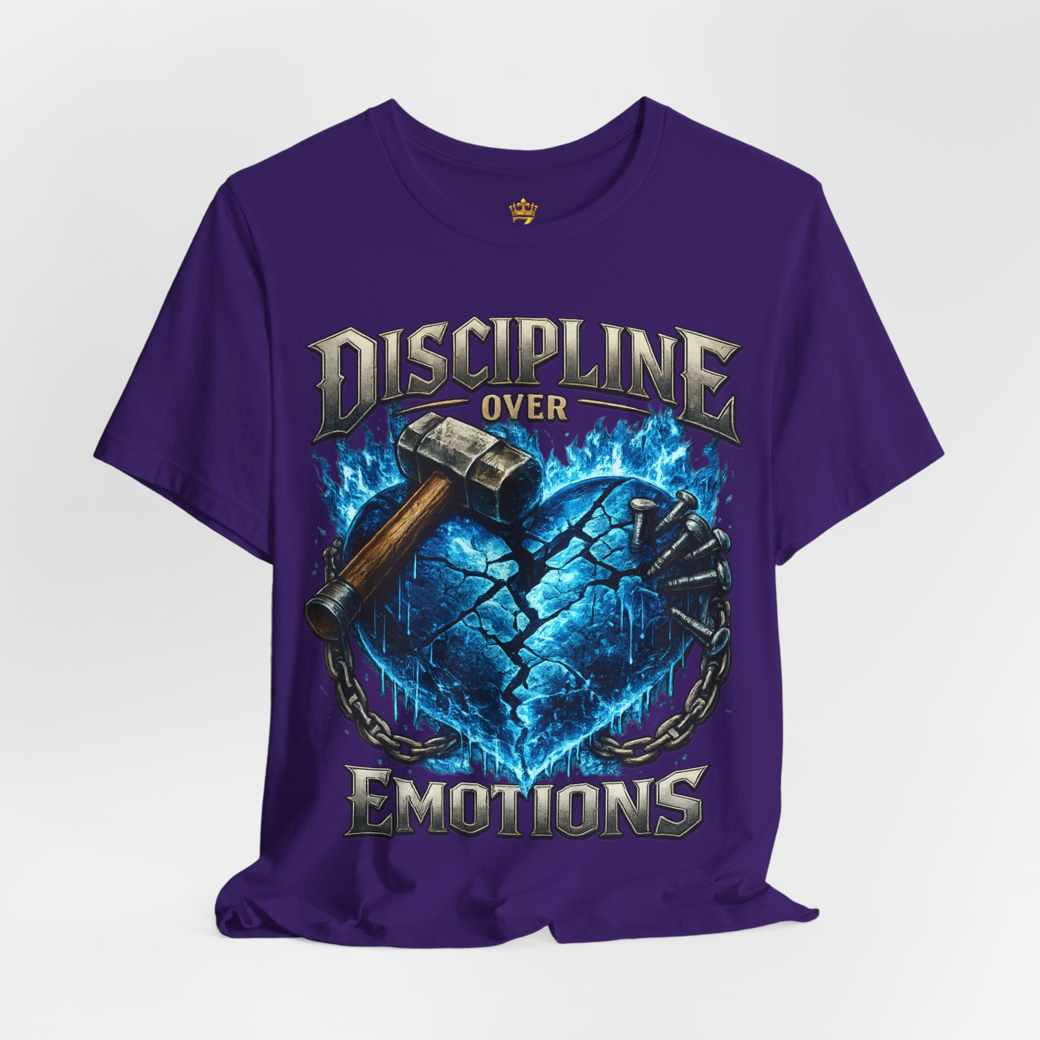 Discipline Over Emotions Premium Graphic T-Shirt (Blue Heart) Printify