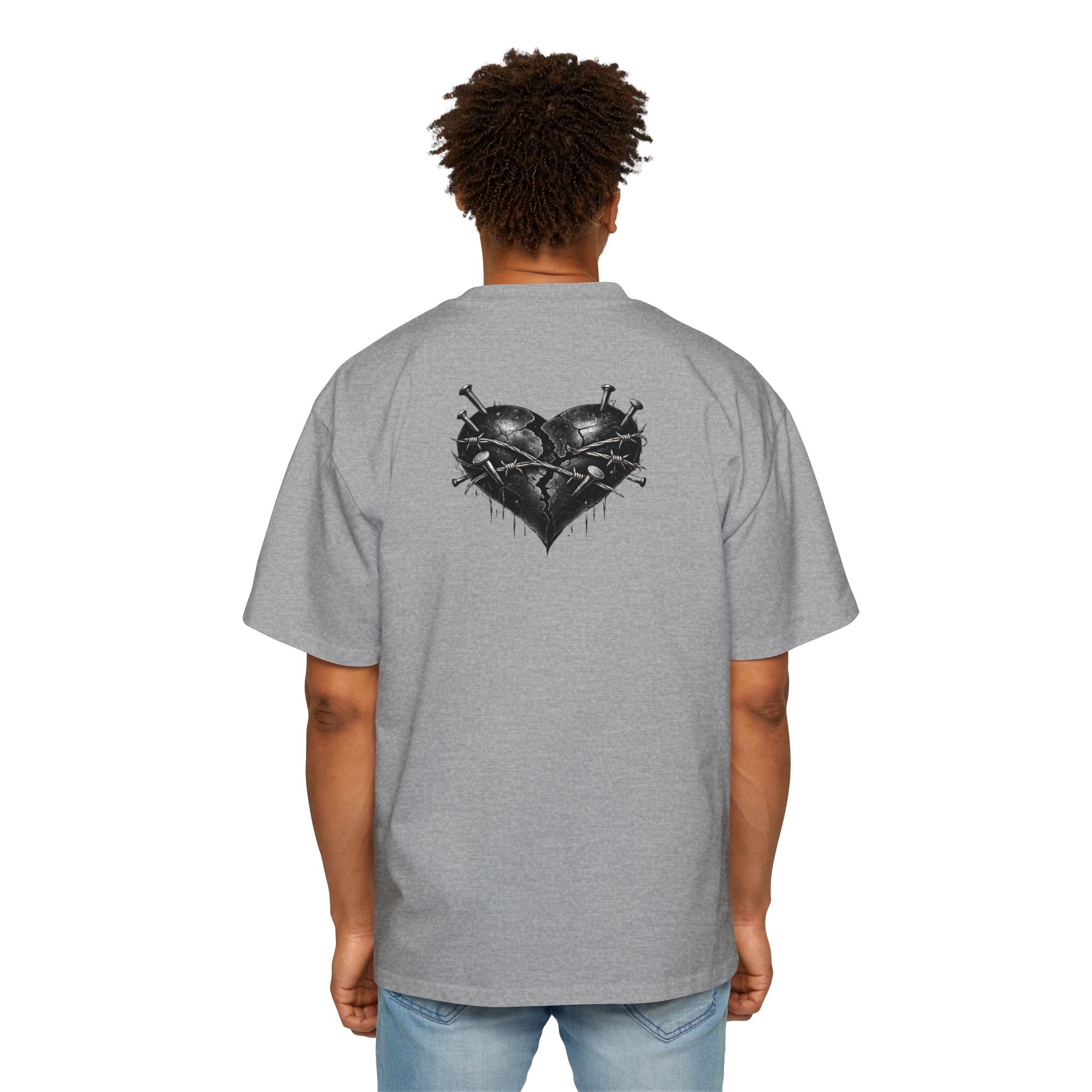 Oversized Discipline Over Emotions Graphic Tee (Black Heart) Printify