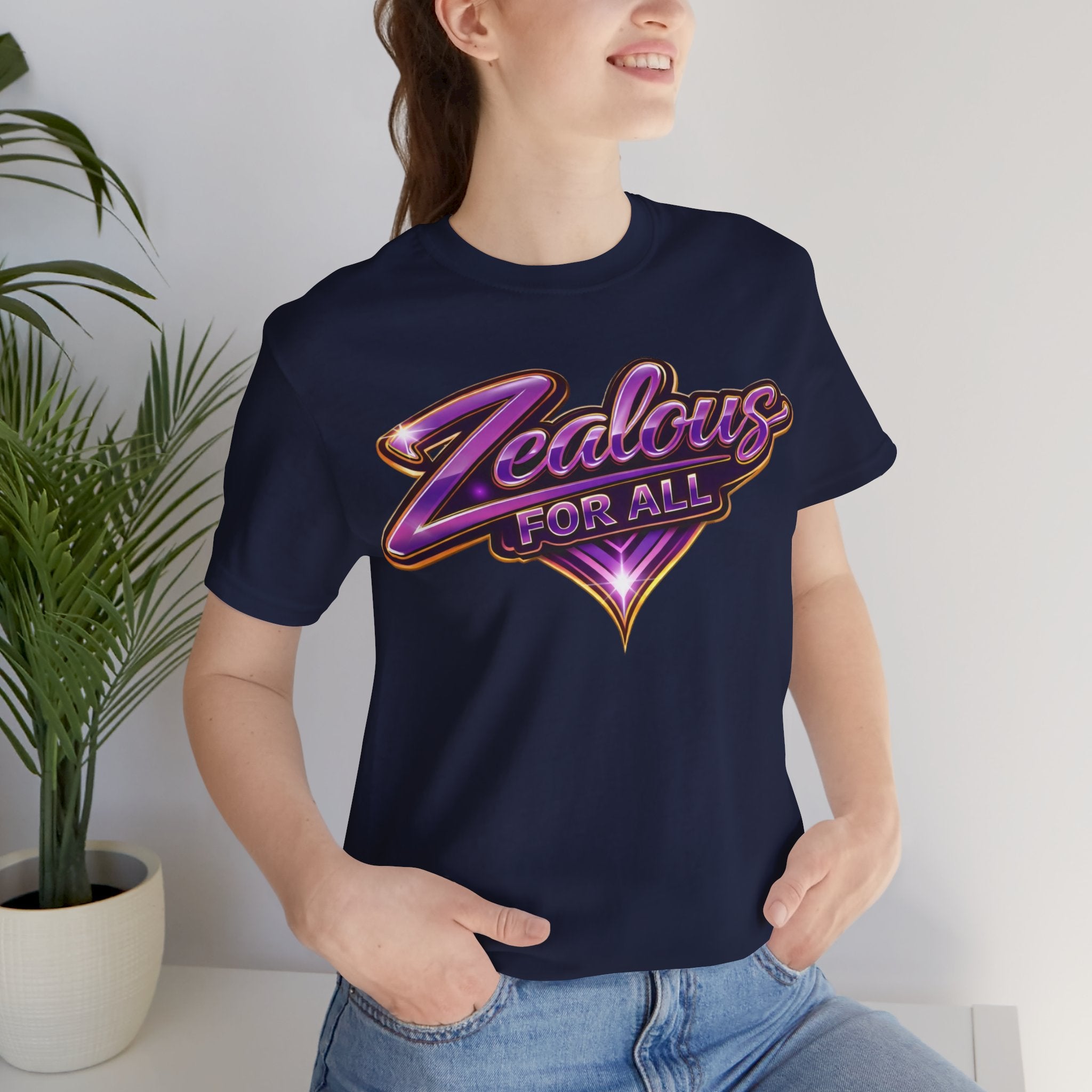 CUSTOM Zealous For All Graphic T-Shirt (Purple & Gold Trim Logo)