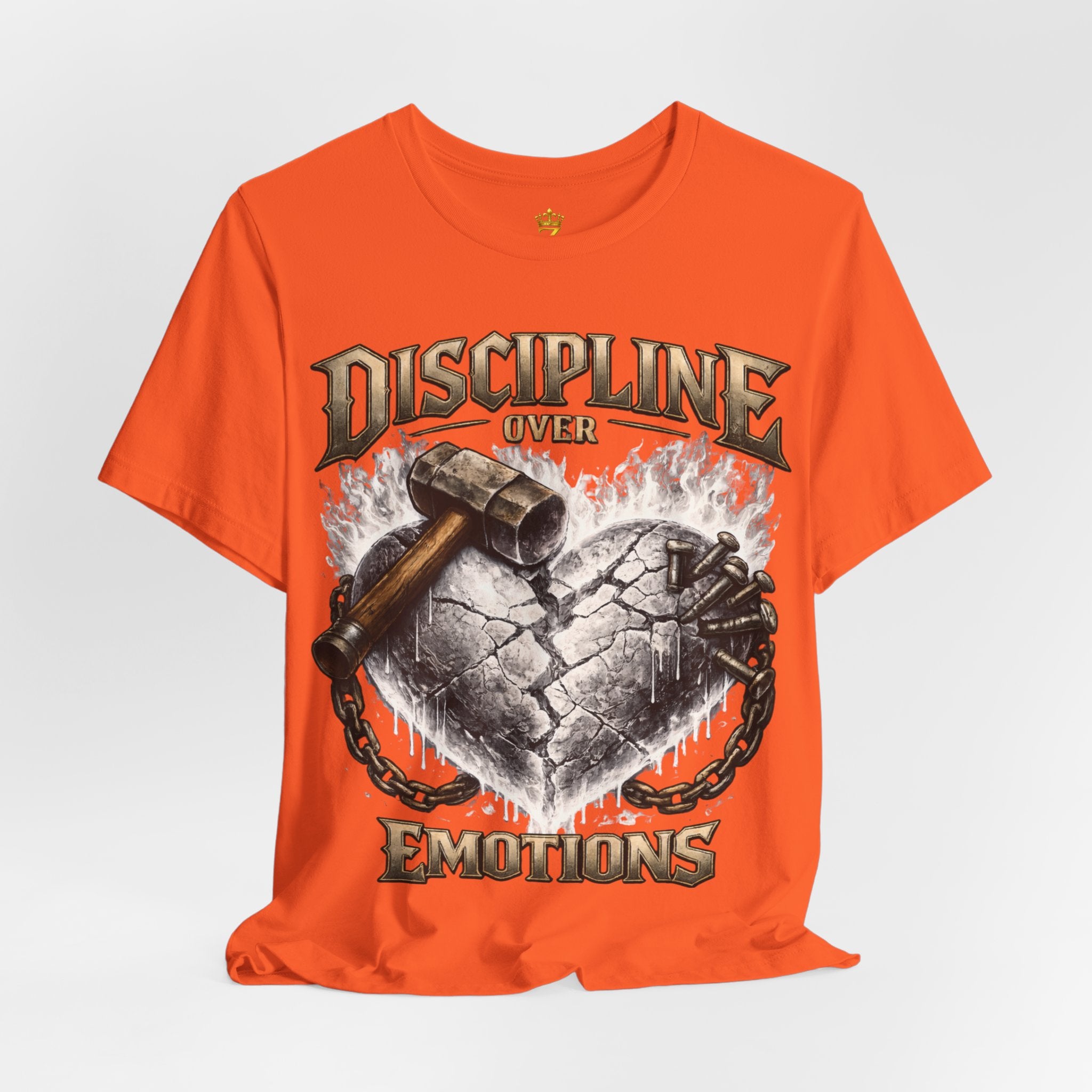 Discipline Over Emotions Premium Graphic T-Shirt (White Heart) Printify
