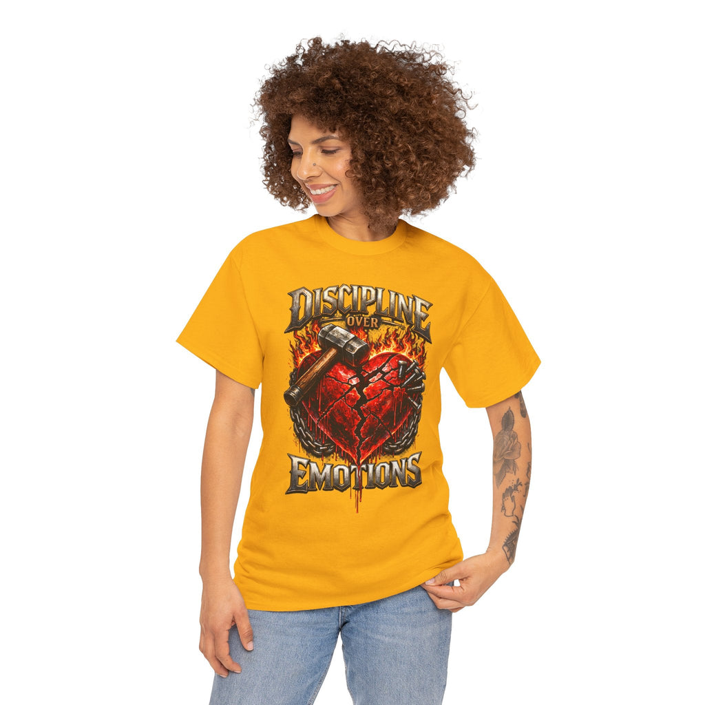 Discipline Over Emotions Graphic T-Shirt (Red Heart) Printify