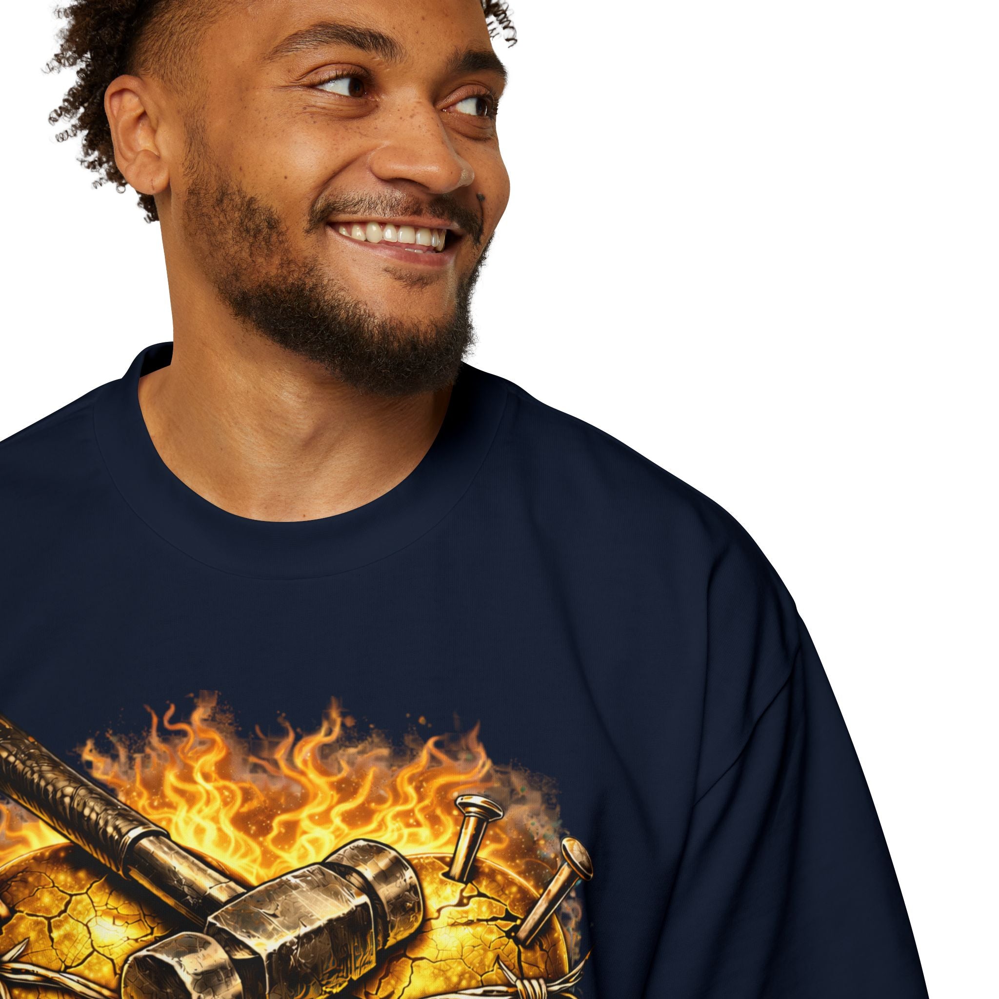 Oversized Discipline Over Emotions Graphic Tee (Gold Heart) Printify