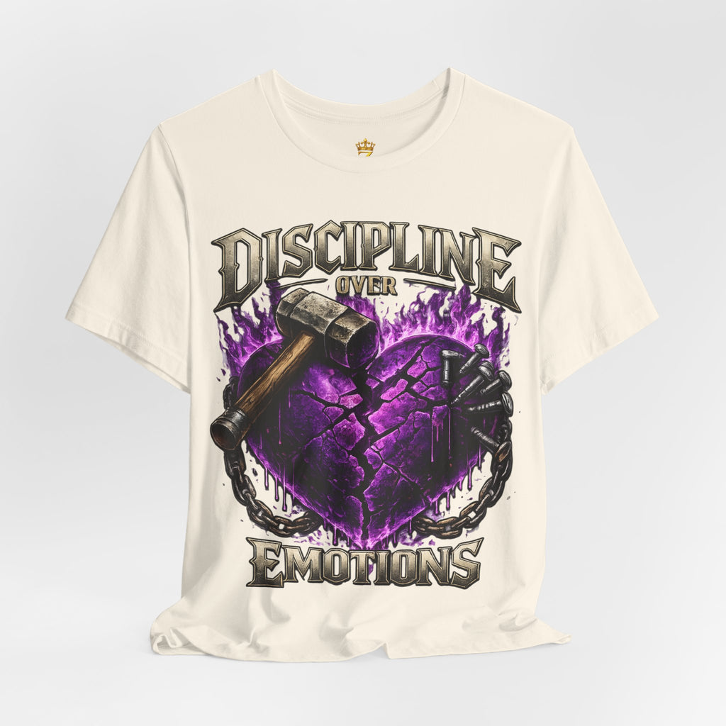 Discipline Over Emotions Premium Graphic T-Shirt (Purple Heart) Printify