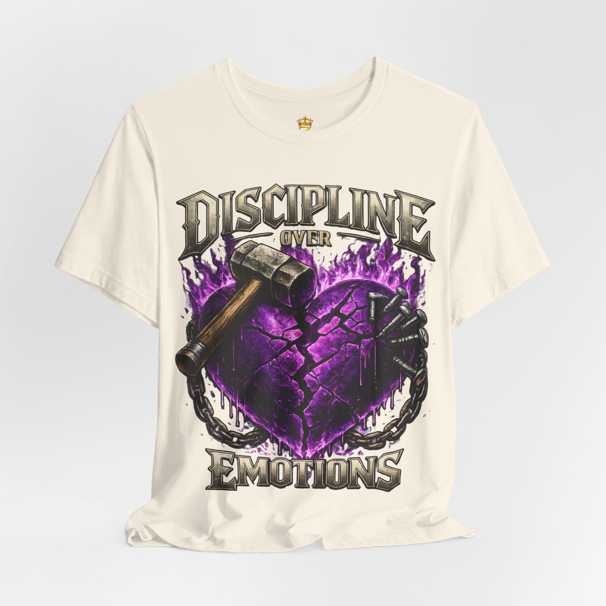 Discipline Over Emotions Premium Graphic T-Shirt (Purple Heart) Printify